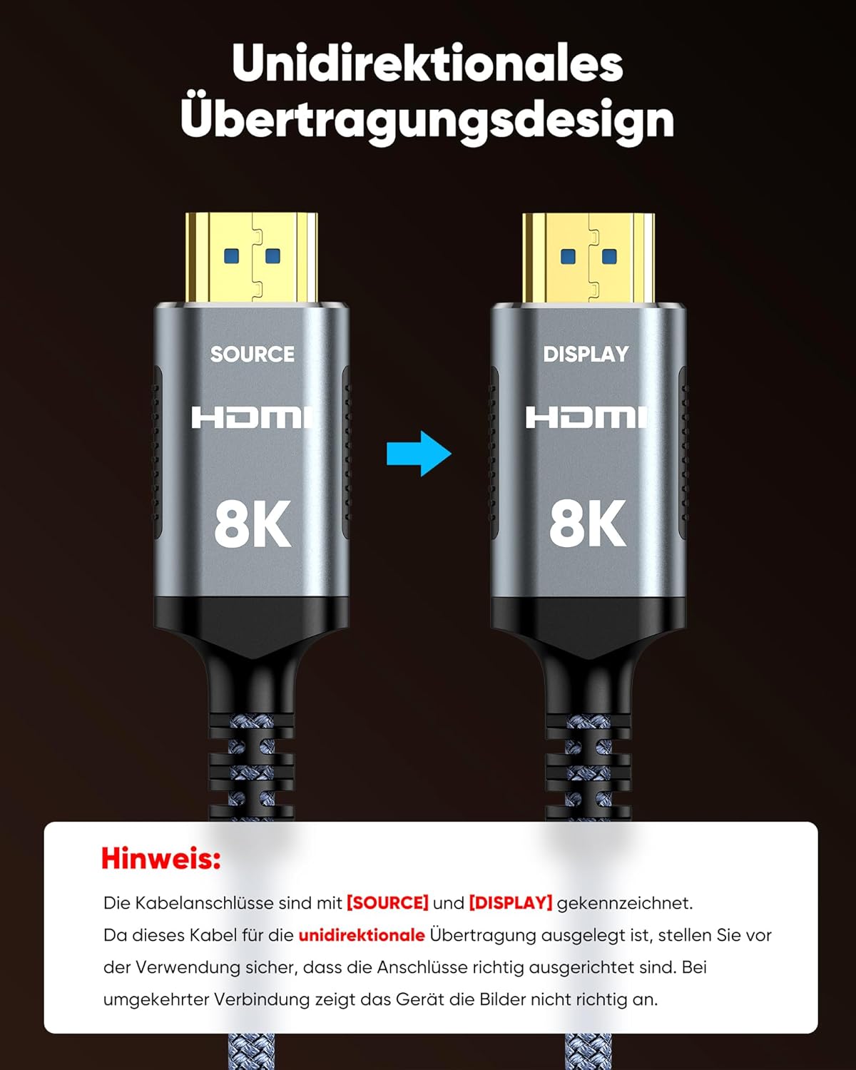 Thumbnail 3 de Highwings 12,4 m Glasfaser HDMI Kabel – Unidirektional, 48 Gbps, 8K/60 Hz