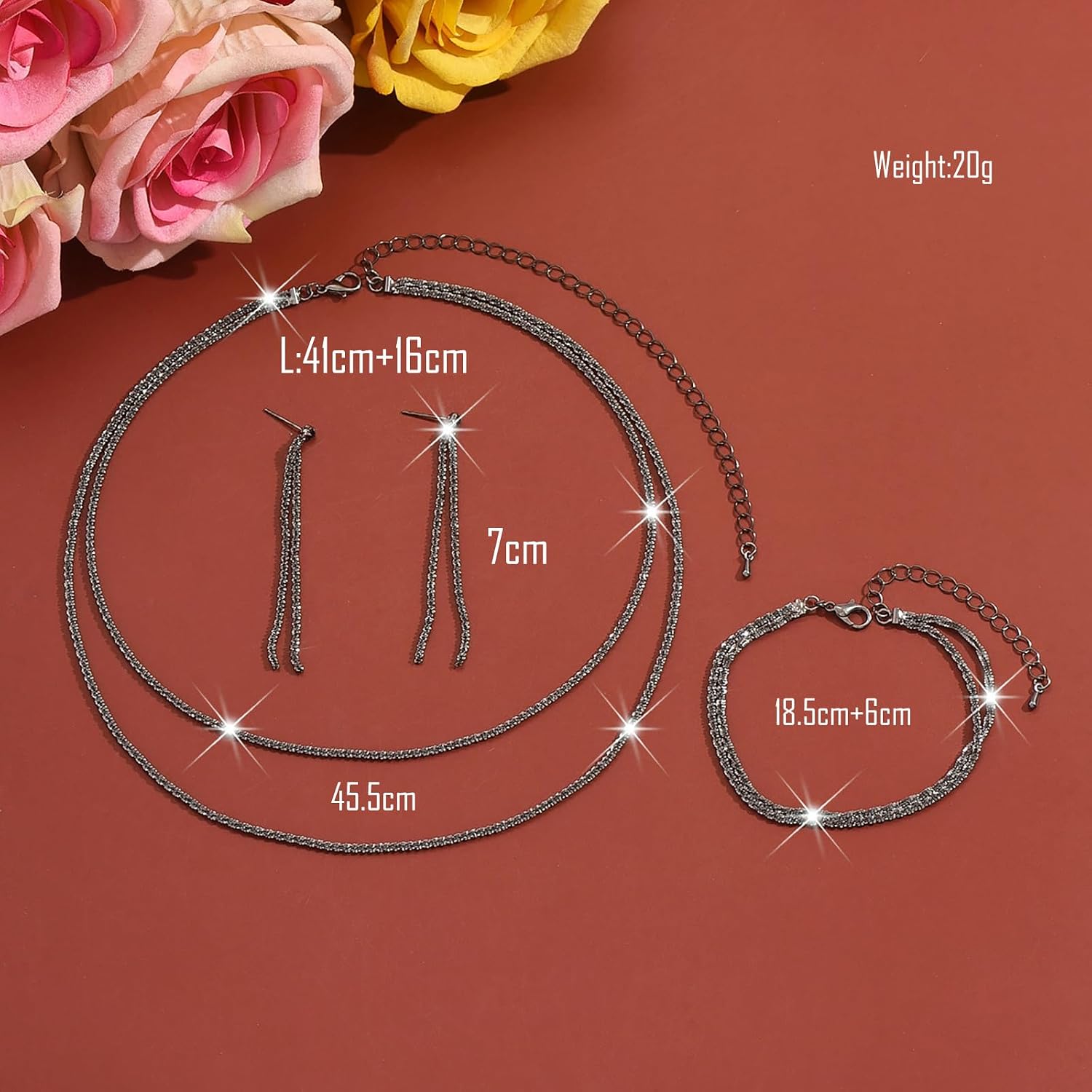Detalle de CCAIPU Schmuckset für Damen (925er Silber) mit Halskette, Ohrringen & Armband