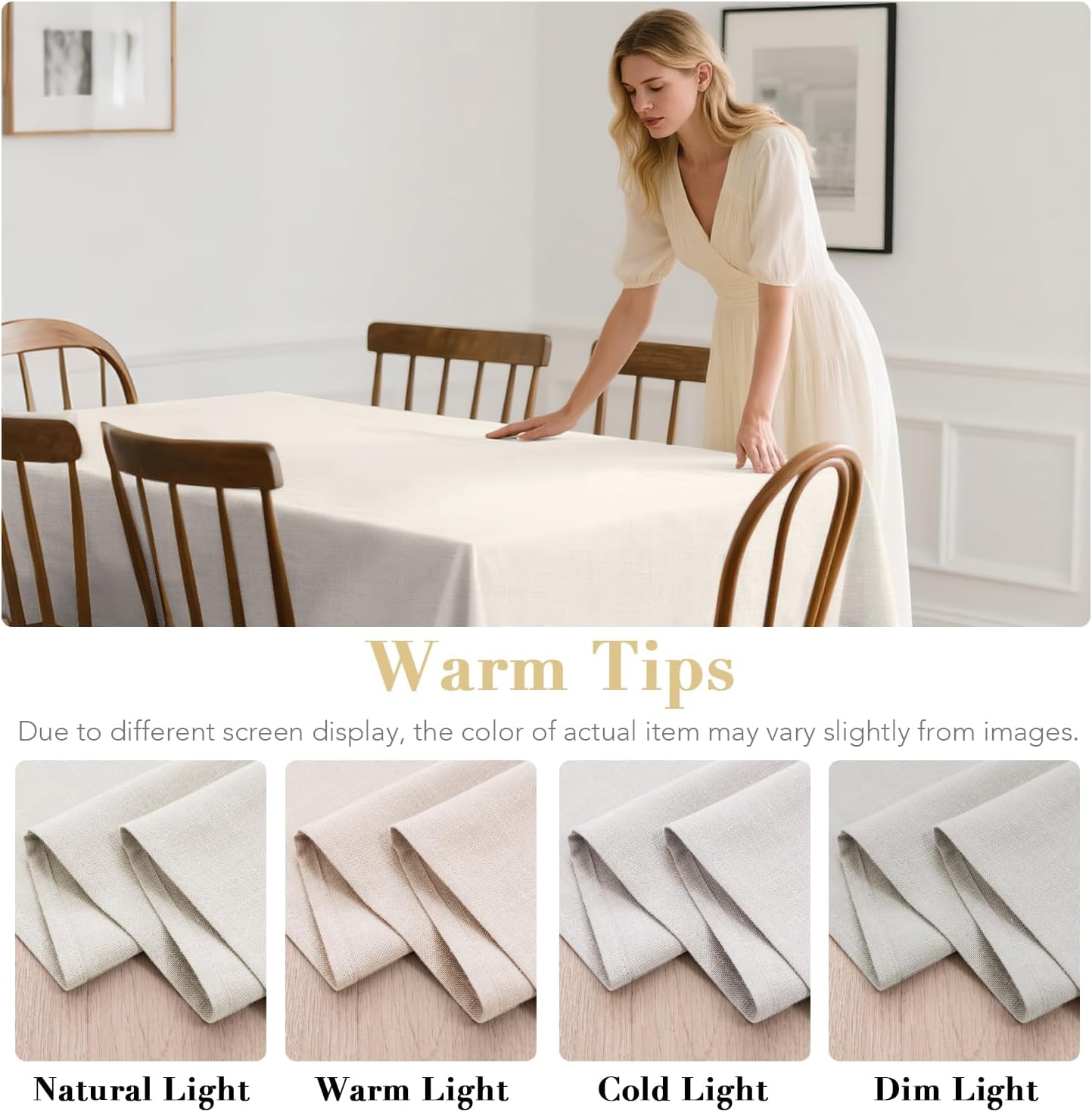 Thumbnail 6 de H.VERSAILTEX Linen Table Cloths Rectangle 60 x 120 Inch – Premium, Waterproof Linen Table Cover