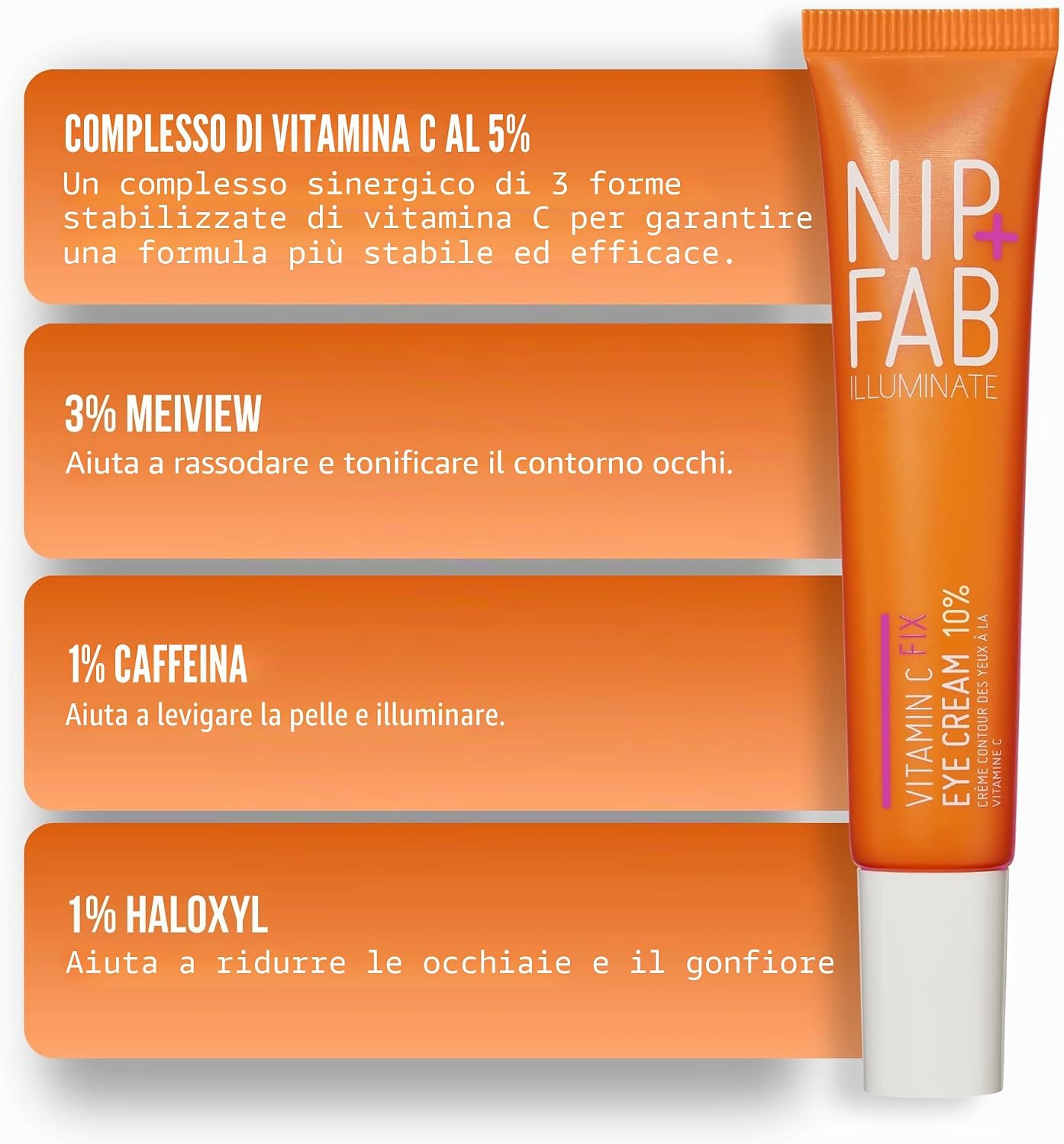 Detalle 2 de Nip+Fab Vitamin C Fix Crema Occhi 10% (5% Vitamina C) illuminante e levigante da 15 ml