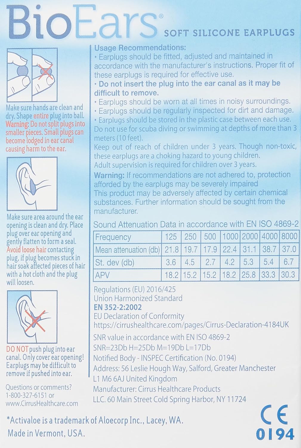Detalle 2 de BioEars BioEars earplugs with 22 SNR