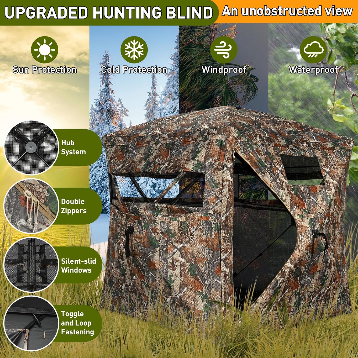 Detalle de TLC Sport 360° See-Through Hunting Blind with Sliding Windows and Pop-Up Hub