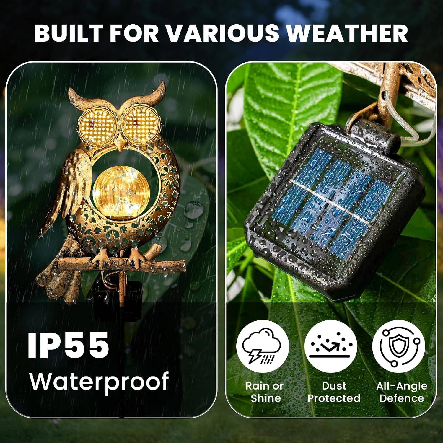 Detalle 2 de Global Golden Solar Light 2-mode garden owl décor