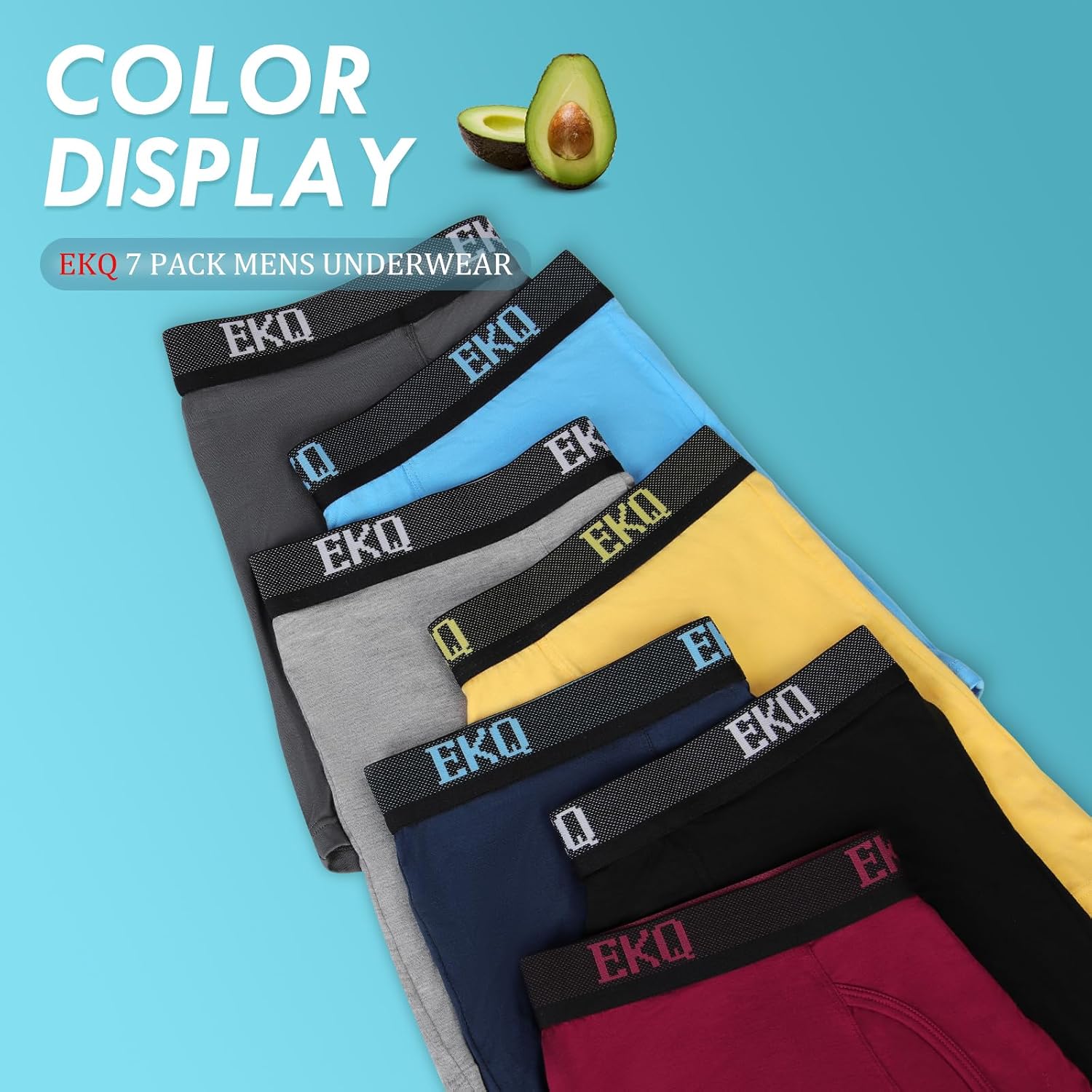 Thumbnail 5 de EKQ Men's Bamboo Rayon Boxer Briefs, 7-Pack with Stretch and Fly