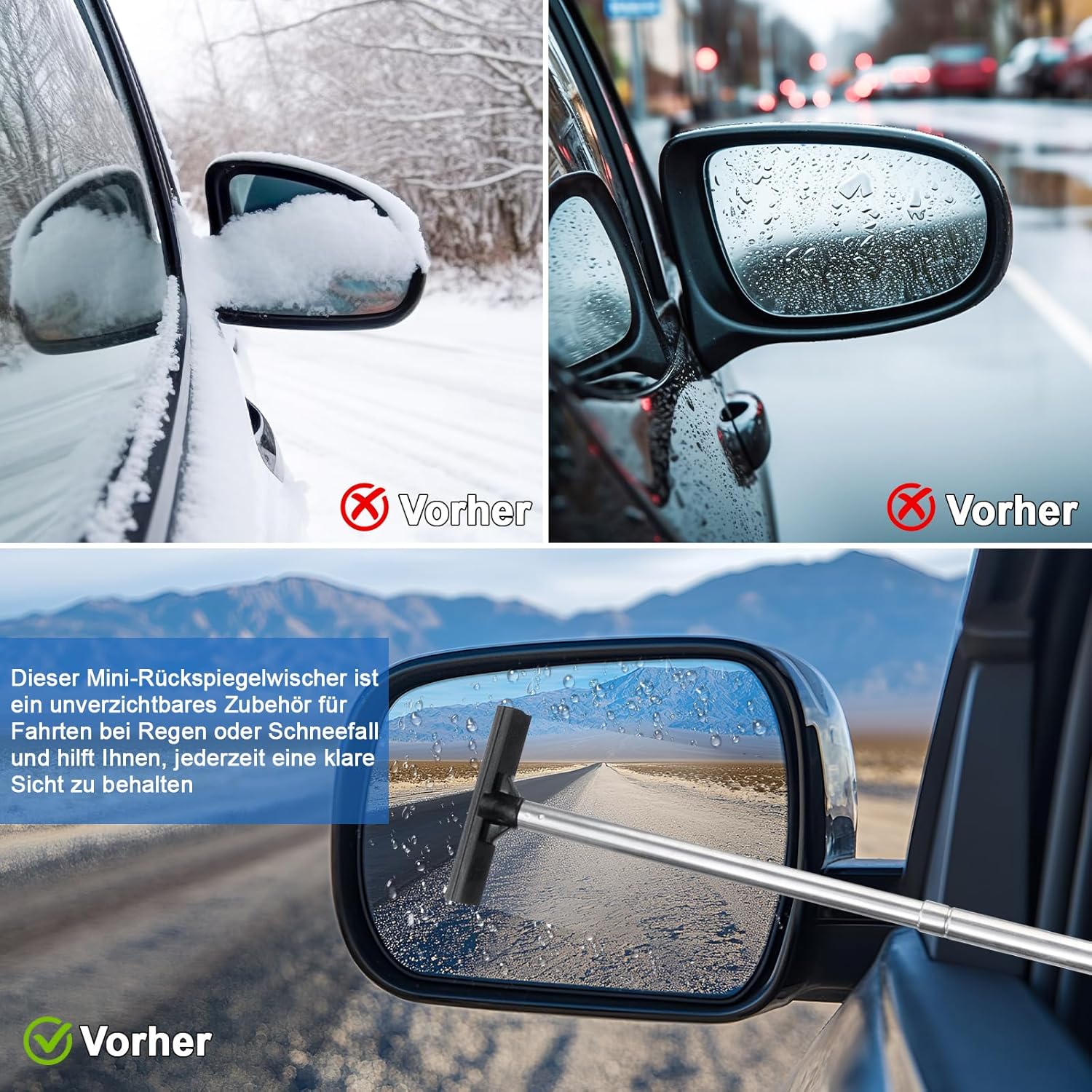 Detalle 2 de TAIANJI 2Pcs Car Mirror Squeegee Clear View