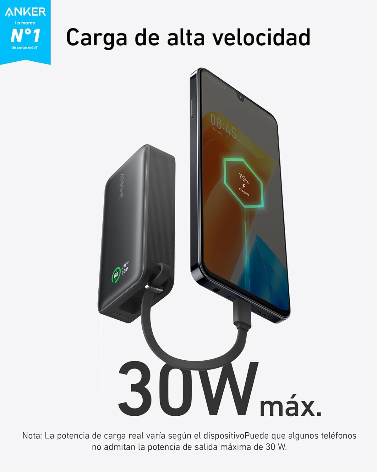 Detalle 2 de Anker Nano 10,000 mAh Power Bank ⚡ USB-C/USB-A