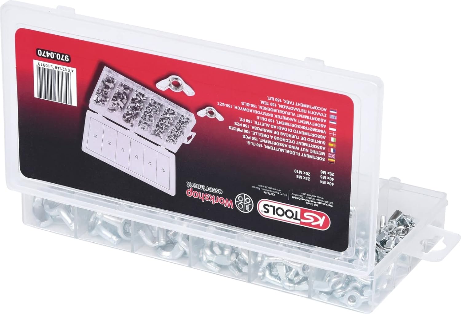 Detalle 1 de KS TOOLS 970.0470 – Assortiment d’écrous papillon, 150 pièces