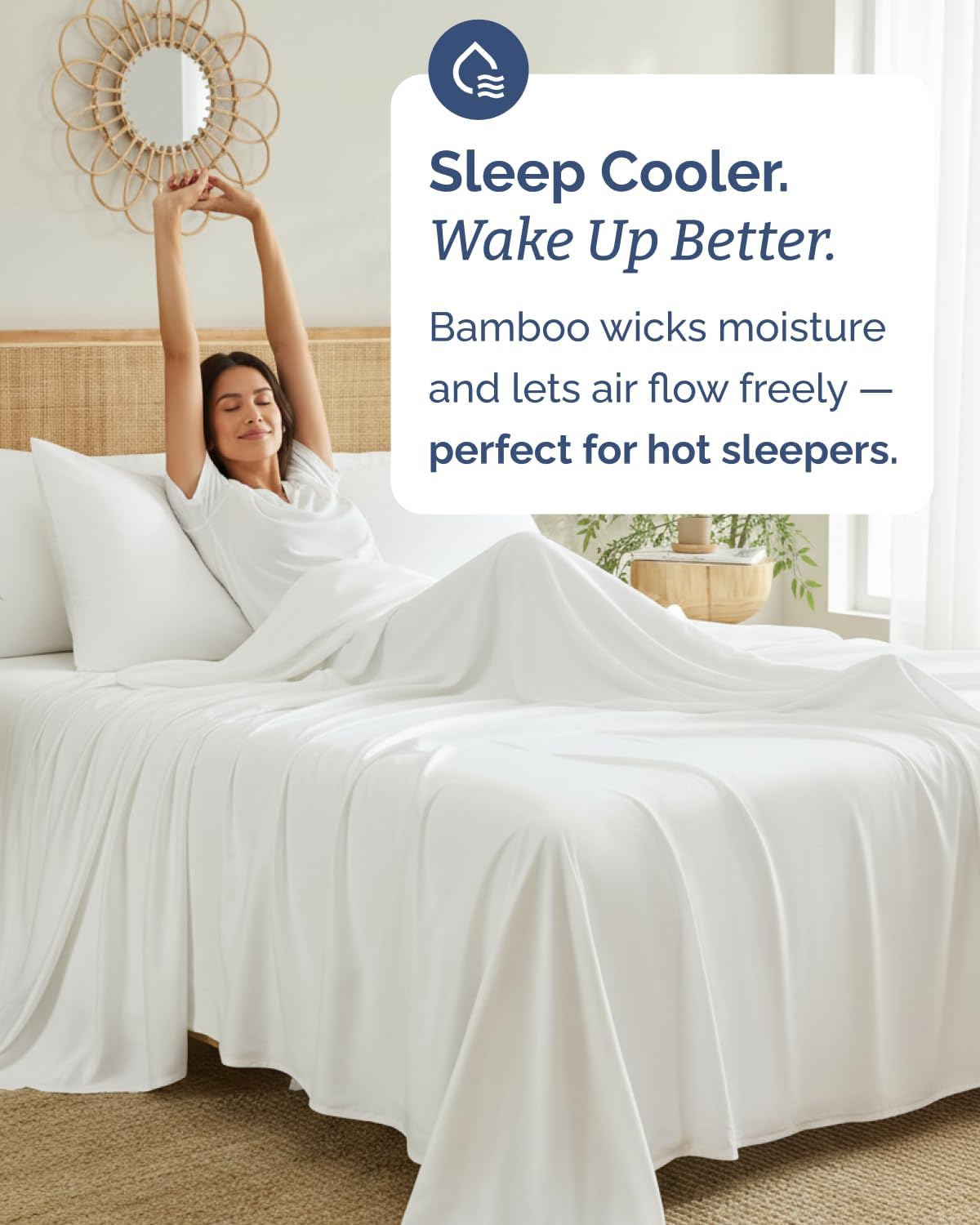 Detalle de Bamboo Sheets Twin Size: 100% Rayon Derived From Bamboo Cooling Set (1 Flat, 1 Fitted, 1 Pillowcase) – Ultra-Soft, Breathable Hotel-Luxury Bedding