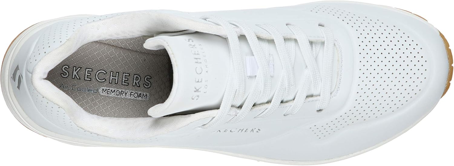 Detalle de Skechers Femme Uno-Stand on Air Basket White Durabuck/Mesh (39 EU Large) – Confort et allure décontractée