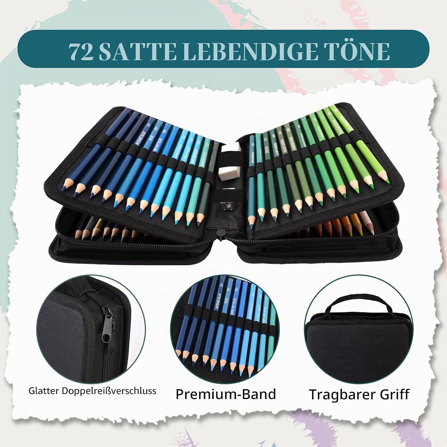 Detalle de Yucanuva 72 Buntstifte Set – professionelles Holzstift-Set für Erwachsene, Anfänger und Künstler
