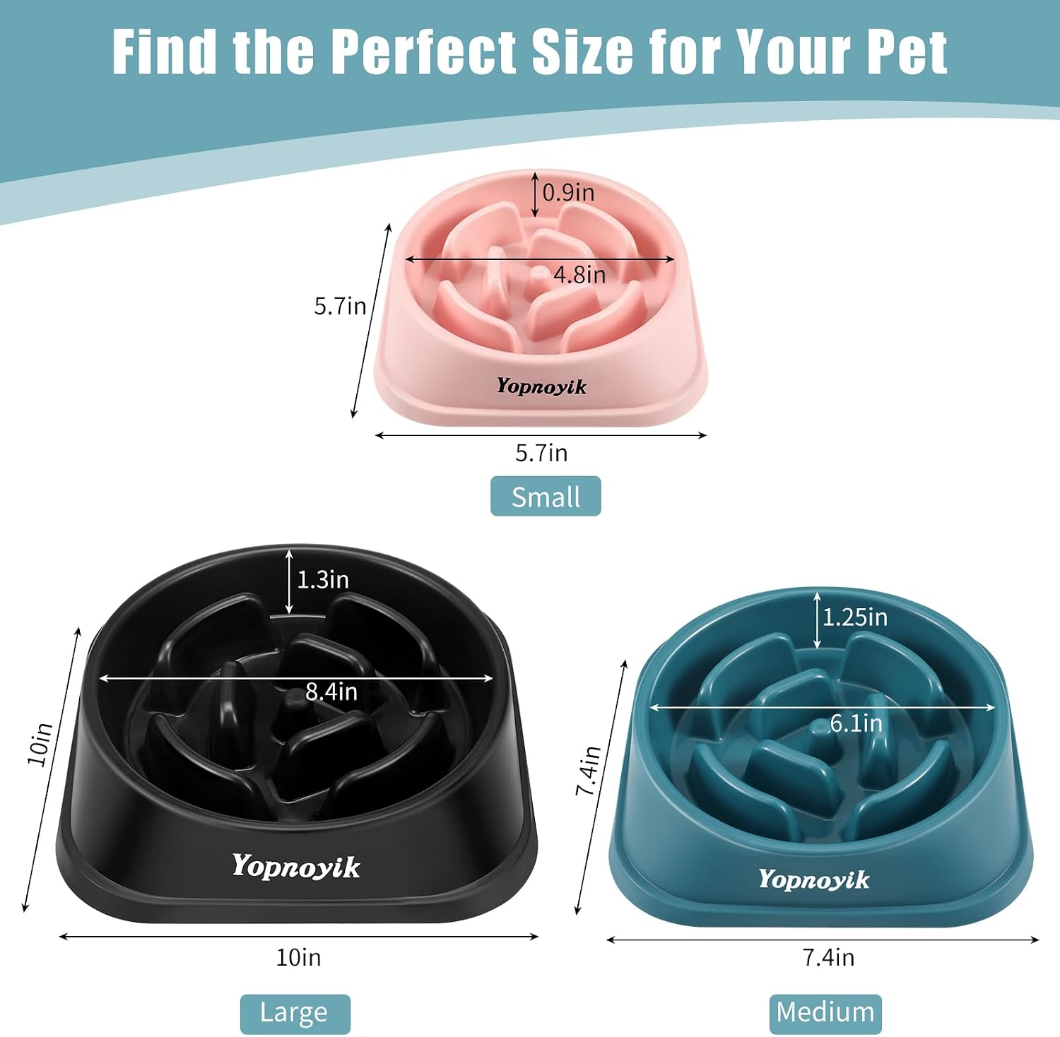 Detalle de Yopnoyik slow feeder - b1 Slow Feeder Dog Bowls, 2-Pack, Non-Slip
