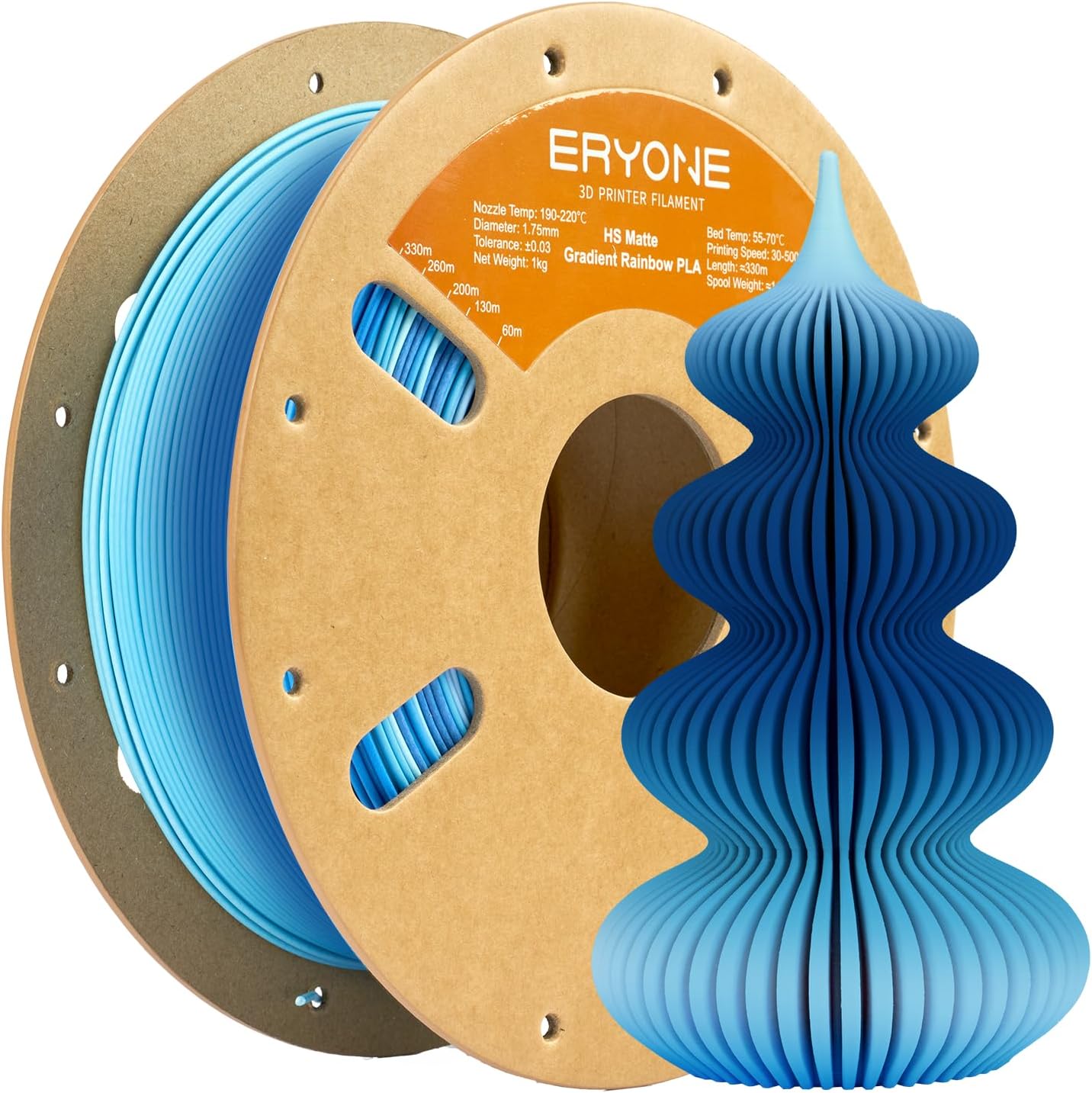 Thumbnail 6 de Matte Rainbow PLA Filament 1,75 mm von ERYONE – multicolor frosted Gradient für FDM-Drucker (1 kg)