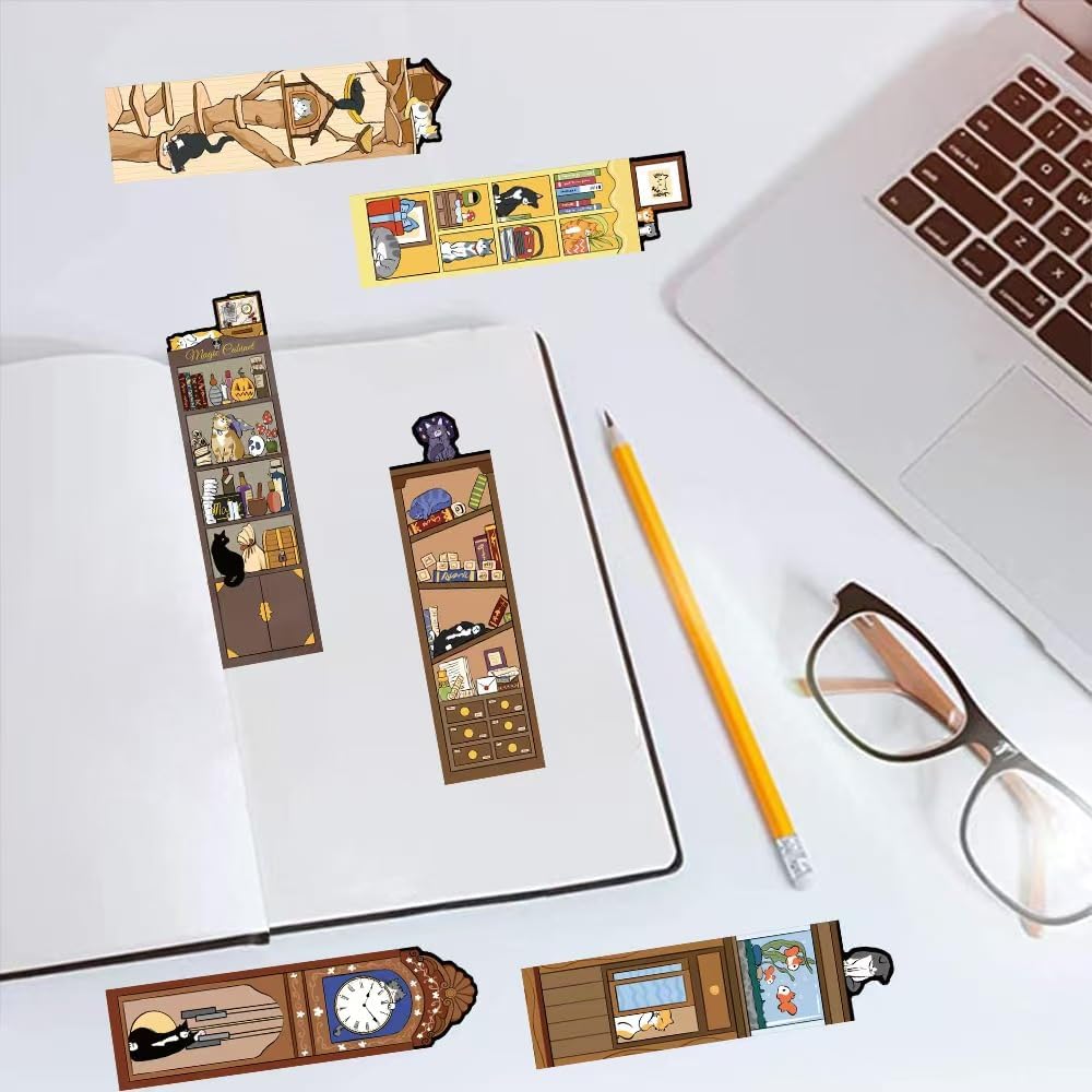 Detalle de Cat book tracker bookmarks, paper