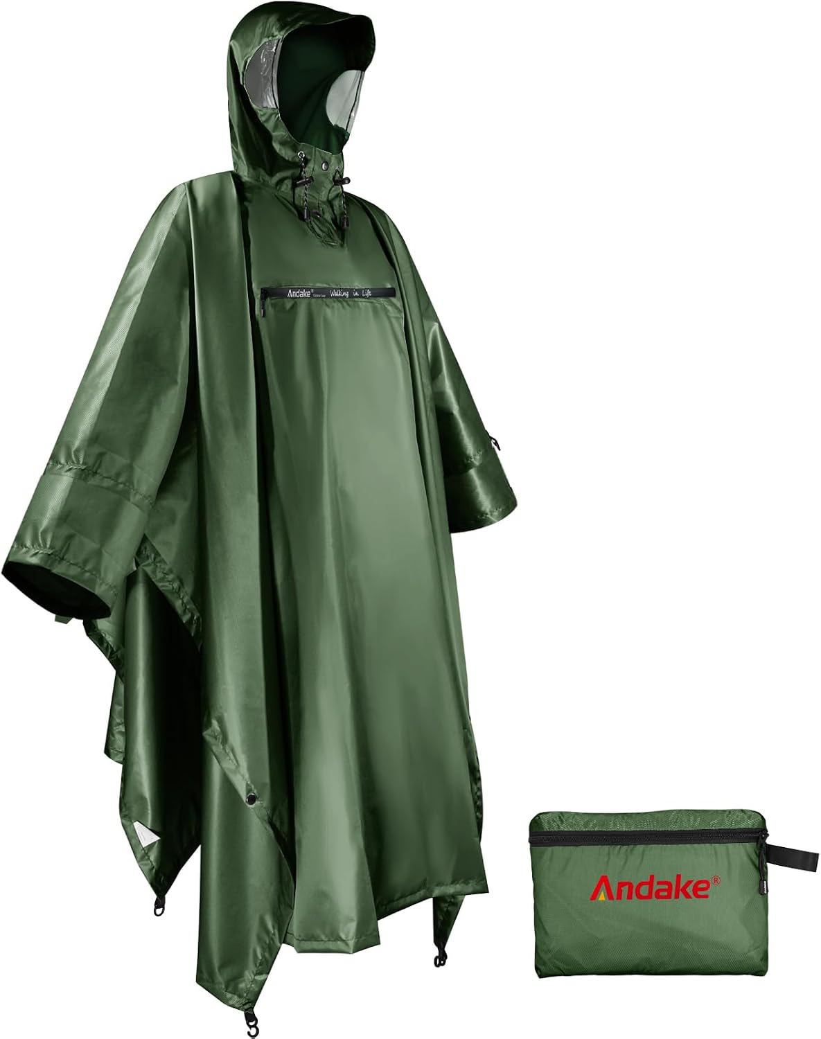 Detalle de Andake Regenponcho Wasserdicht Unisex – 3-in-1 Outdoor Regenmantel