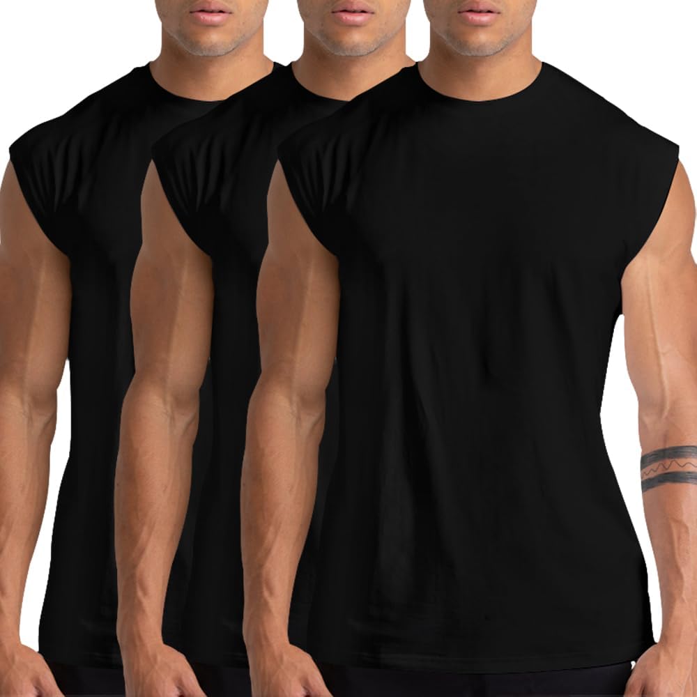 Detalle de Holure Cotton Gym Tank Tops Pack (1, 3 or 5) – Sleeveless Training Tees for Men