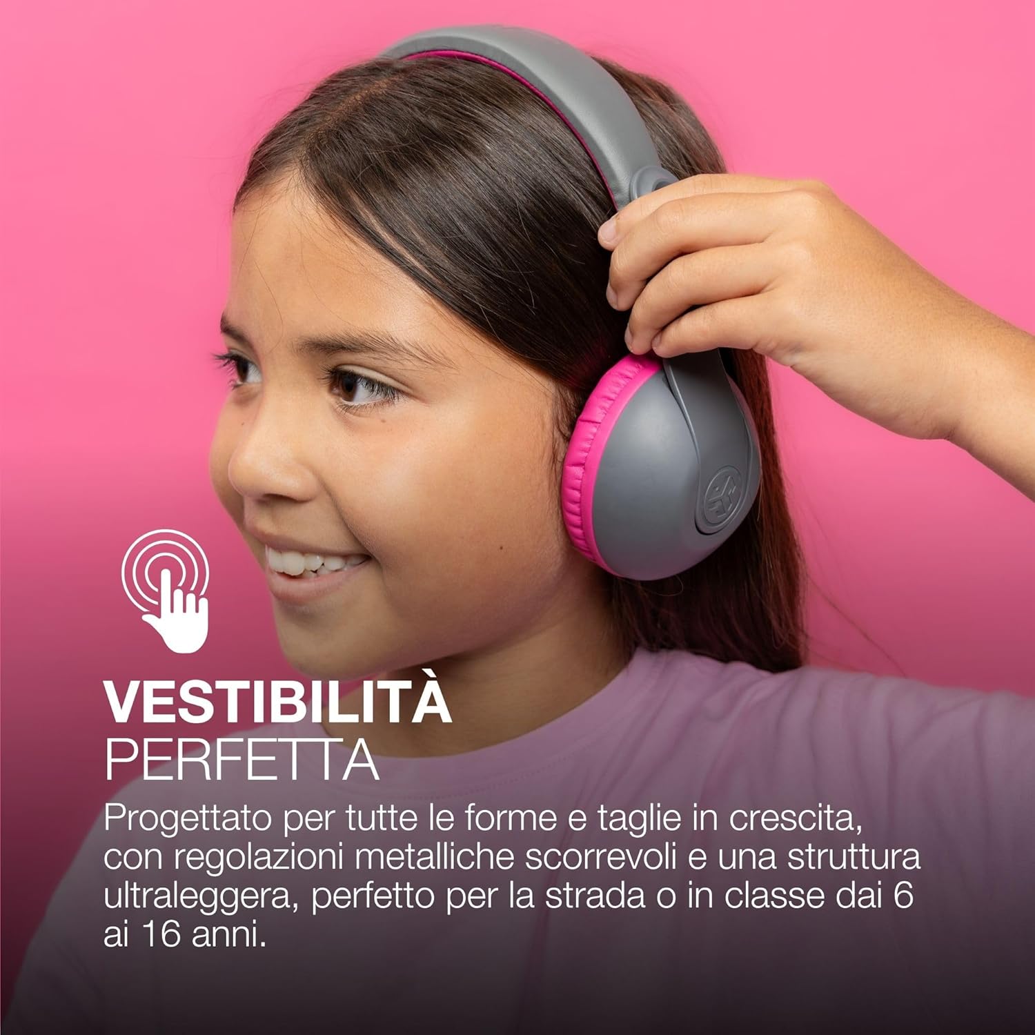 Thumbnail 6 de JLab JBuddies Studio 2: Cuffie Bluetooth per bambini, volume limitato e modalità condivisione, rosa