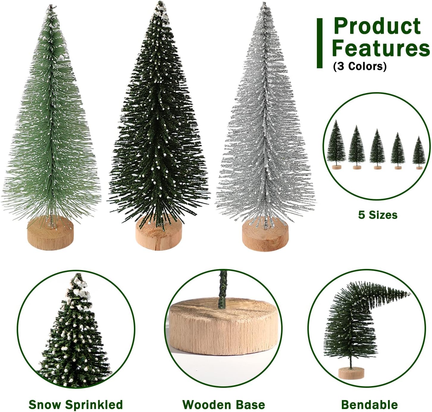 Detalle 2 de Mini Christmas Trees with Wooden Bases