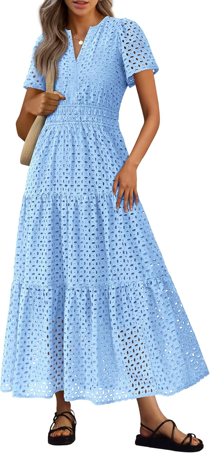 Detalle de PRETTYGARDEN Eyelet Maxi Dress Summer 2026