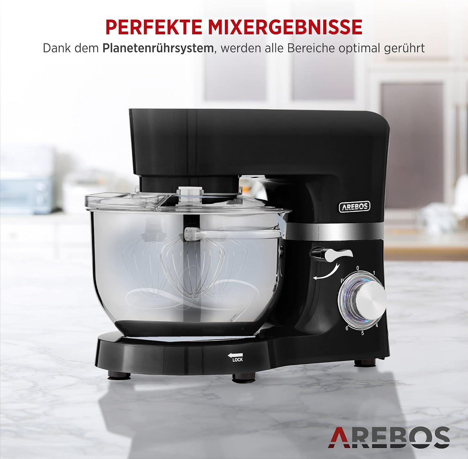Thumbnail 4 de Arebos Küchenmaschine 1500W Schwarz
