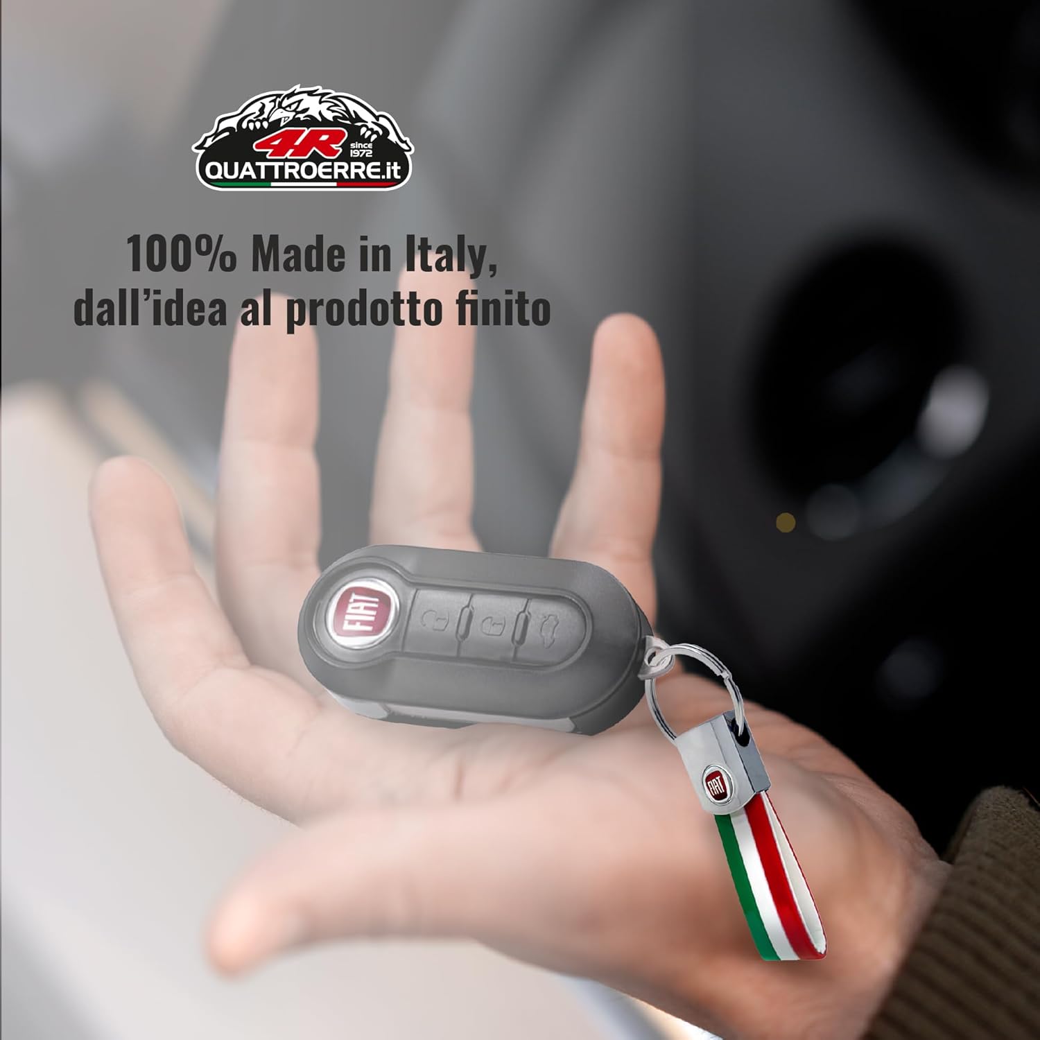 Detalle de Quattroerre Schlüsselanhänger Italien mit original Fiat Logos – 12 mm