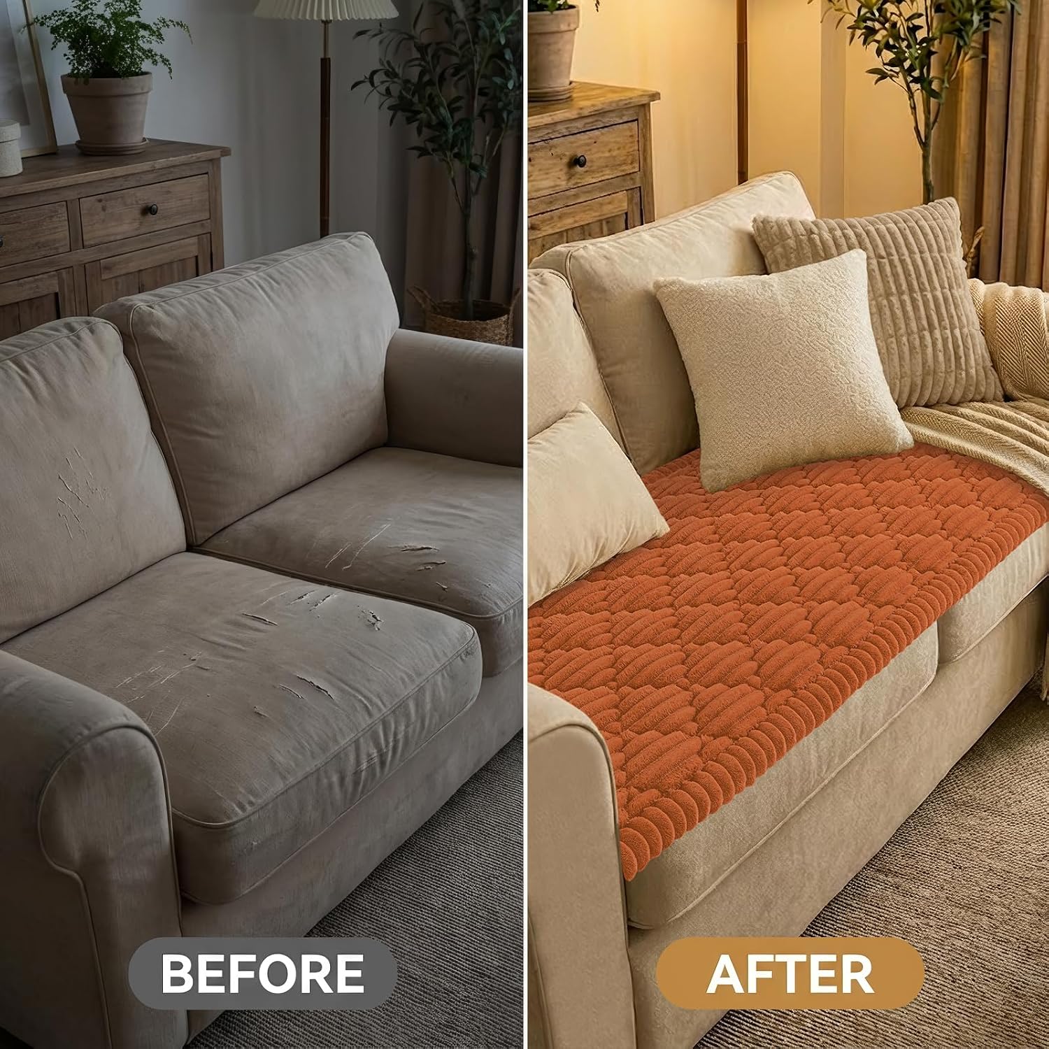 Thumbnail 6 de Smiry Fall Couch Cover for Dogs, Washable Non-Slip Rust Sofa Protector, 27.6" x 70.9