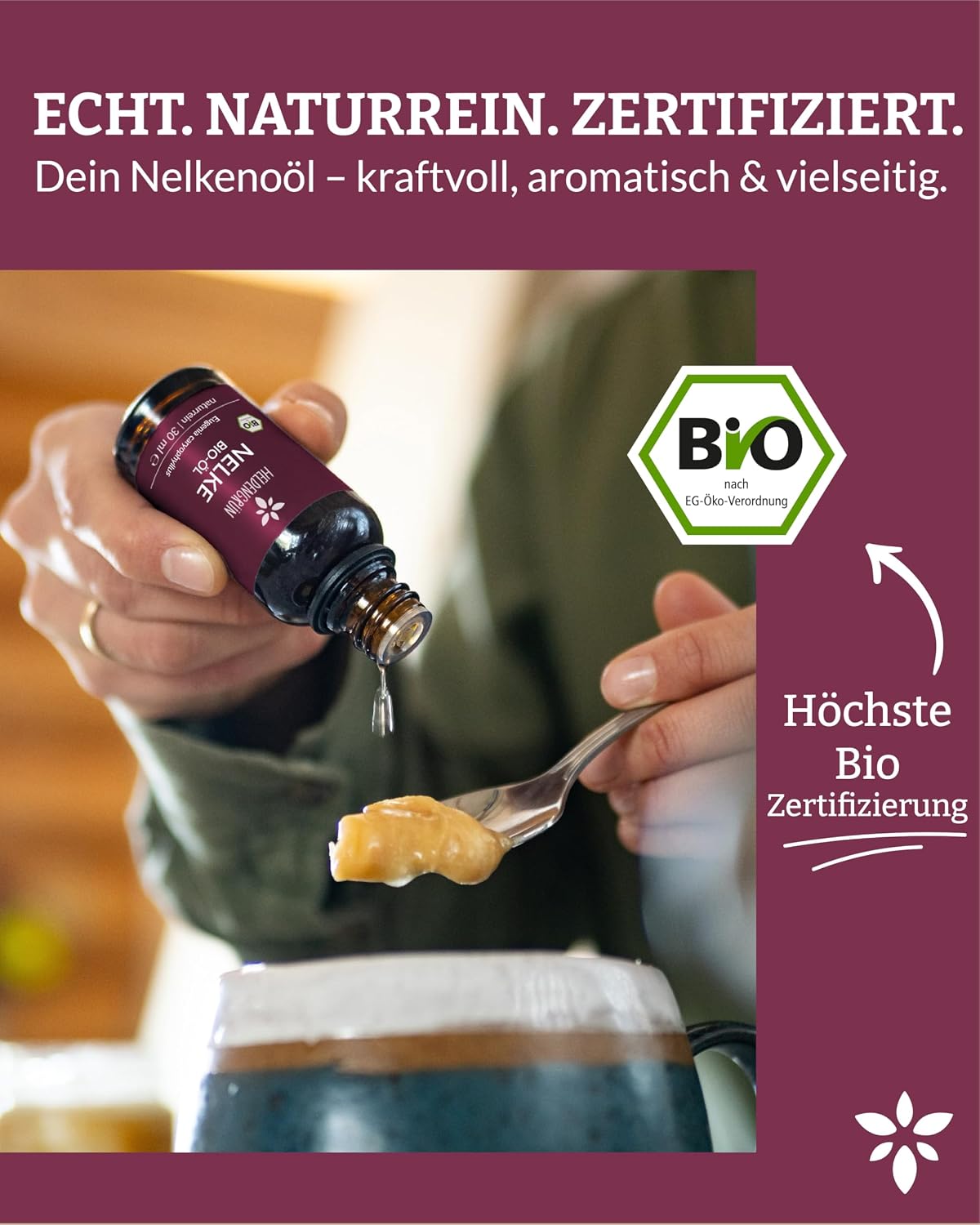 Detalle 2 de Heldengrün BIO Nelkenöl 100% natürl. ätherisches Öl