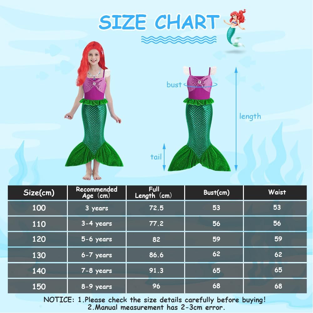 Thumbnail 5 de AOOWU Disfraz Sirena Niña