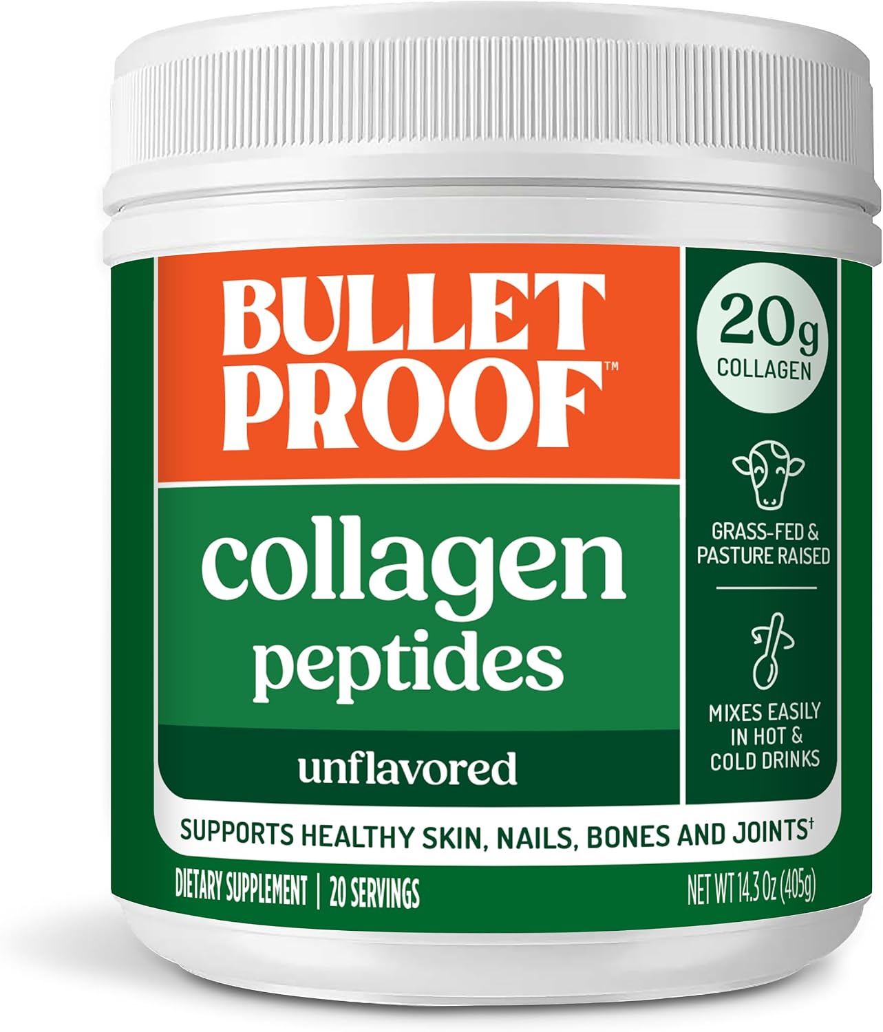 Detalle de Bulletproof 0815709024253 Unflavored Collagen Peptides Powder, 20g per Serving