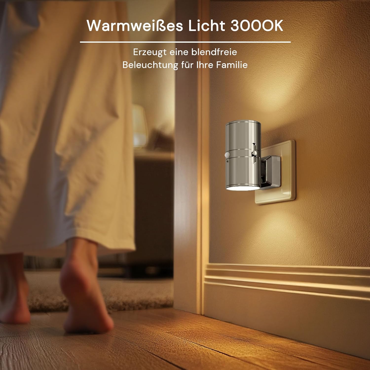 Thumbnail 4 de LOHAS-LED Nachtlicht mit Bewegungsmelder – 0–100 lm, warmweiß, 1-W-Plug-in
