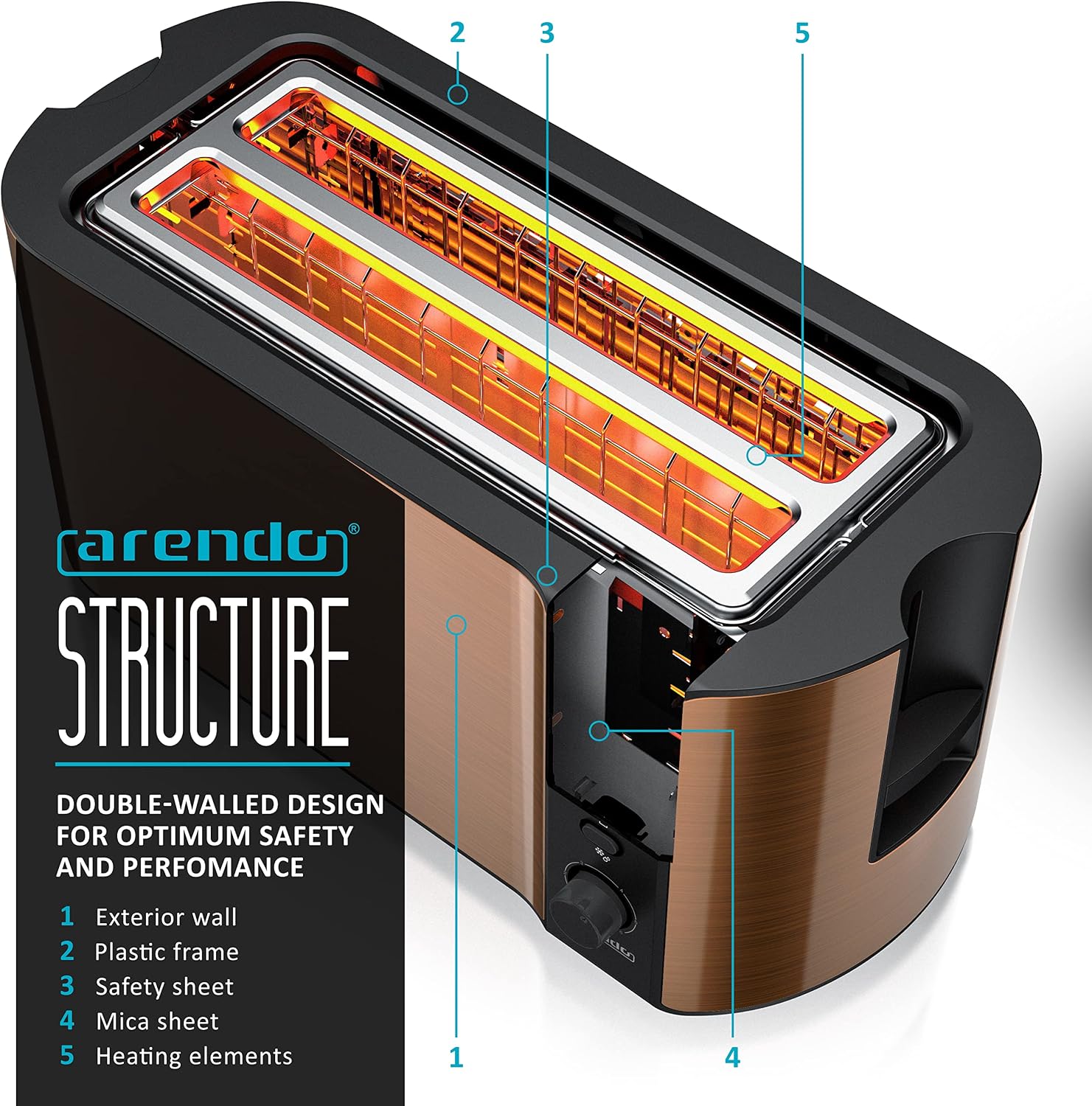 Thumbnail 3 de arendo Frukost 4-slice toaster 1500 W