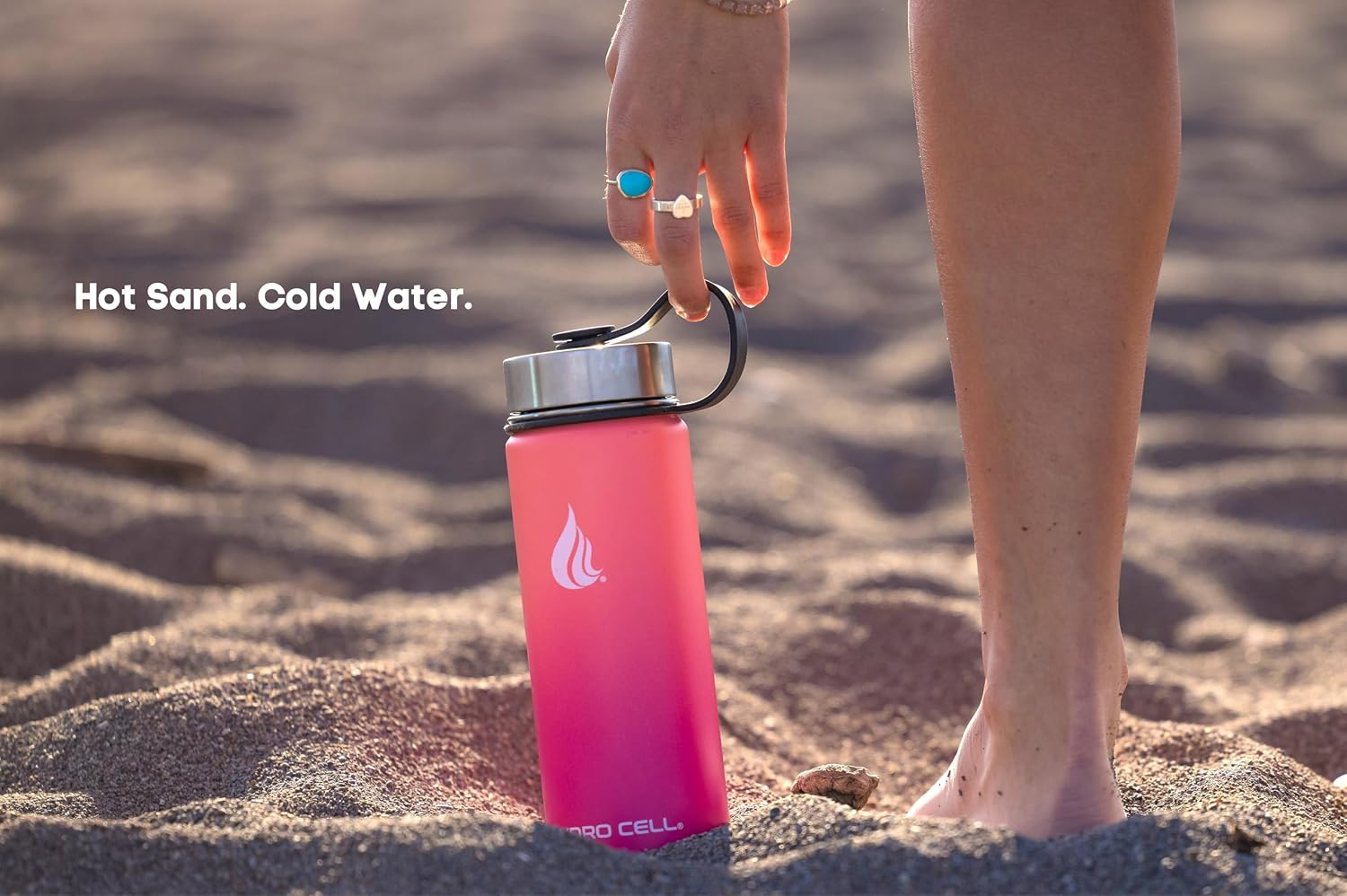 Detalle de HYDRO CELL Stainless Steel Insulated Water Bottle (18oz, Coral/Punch) with Straw