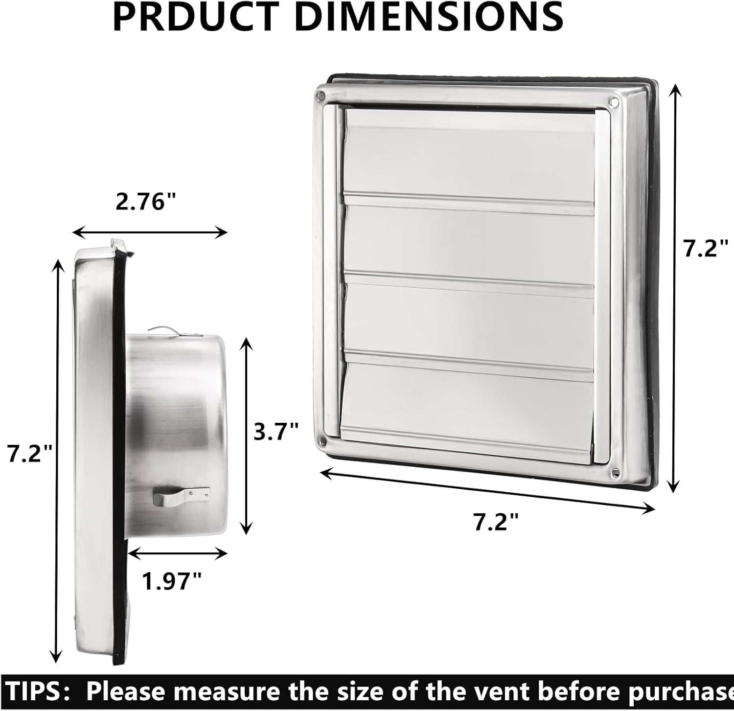 Thumbnail 1 de Yopay Upgrade Dryer Vent Cover Metal, 10cm/4 inch Exterior Wall Vent Hood
