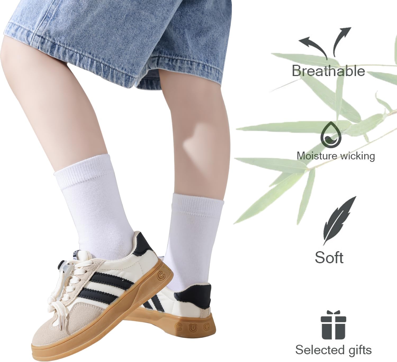 Thumbnail 6 de Marchare Kids Seamless Crew Socks – Black, White, Navy (Calf Length)