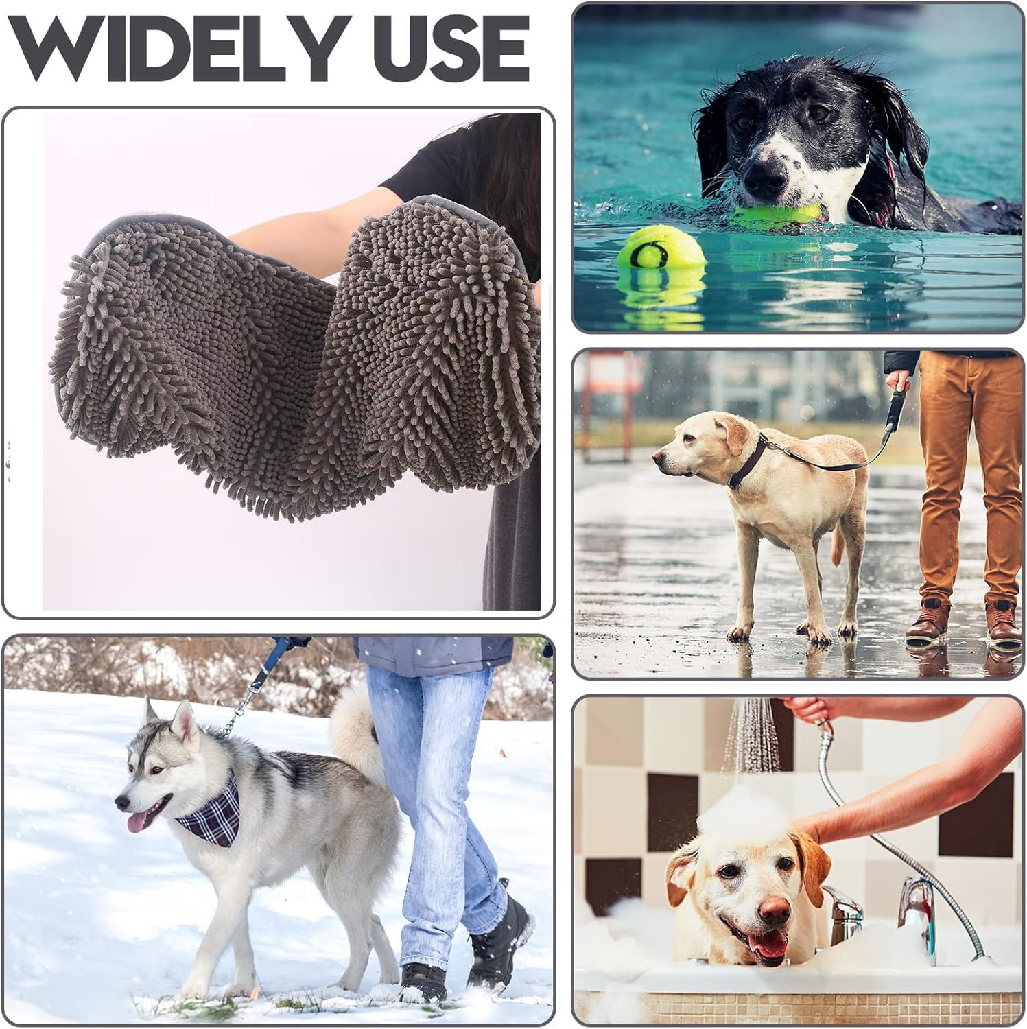 Thumbnail 6 de Didabotak Microfiber Dog Bath Towel – Ultra-Absorbent, Large 62 x 23 cm Pet Towel with Dual Hand Pockets