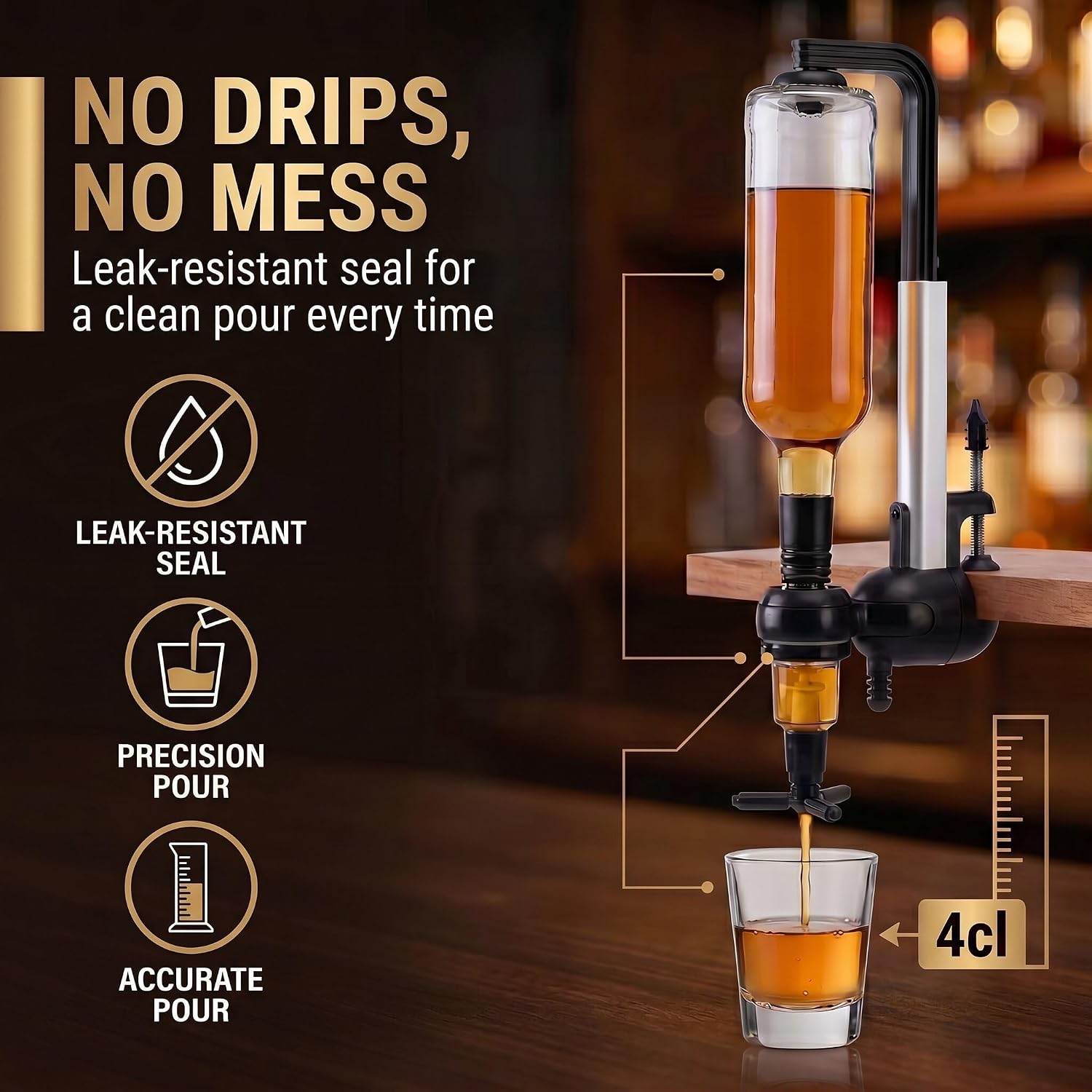 Detalle de GOODS+GADGETS BB4-M Bar Butler Spirit Dispenser, 2 cl Chrome-Plated Holder