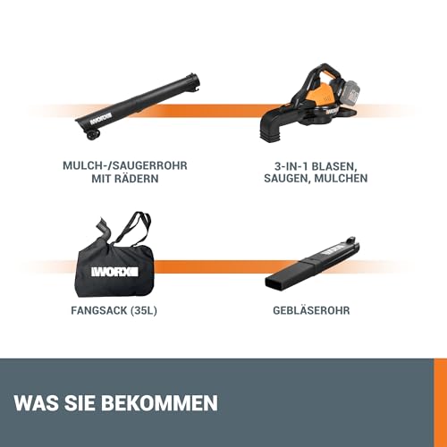 Thumbnail 9 de WORX WG583E.9 Akku-Laubbläser/Laubsauger 40V – 3-in-1, 575 m³/h, 12:1 Mulchverhältnis