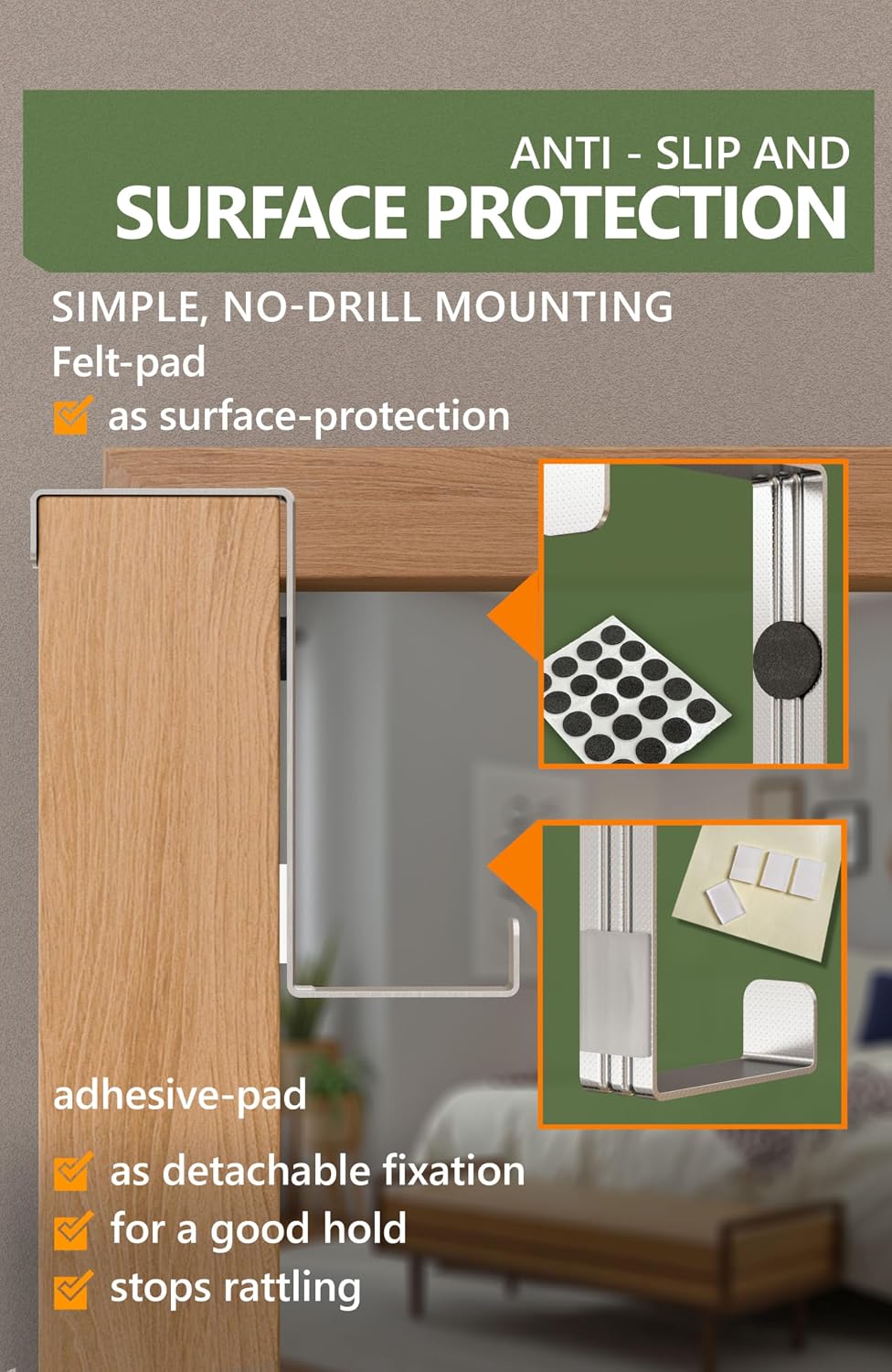Thumbnail 5 de Over Door Hook Set for leaf depth 3.6 cm