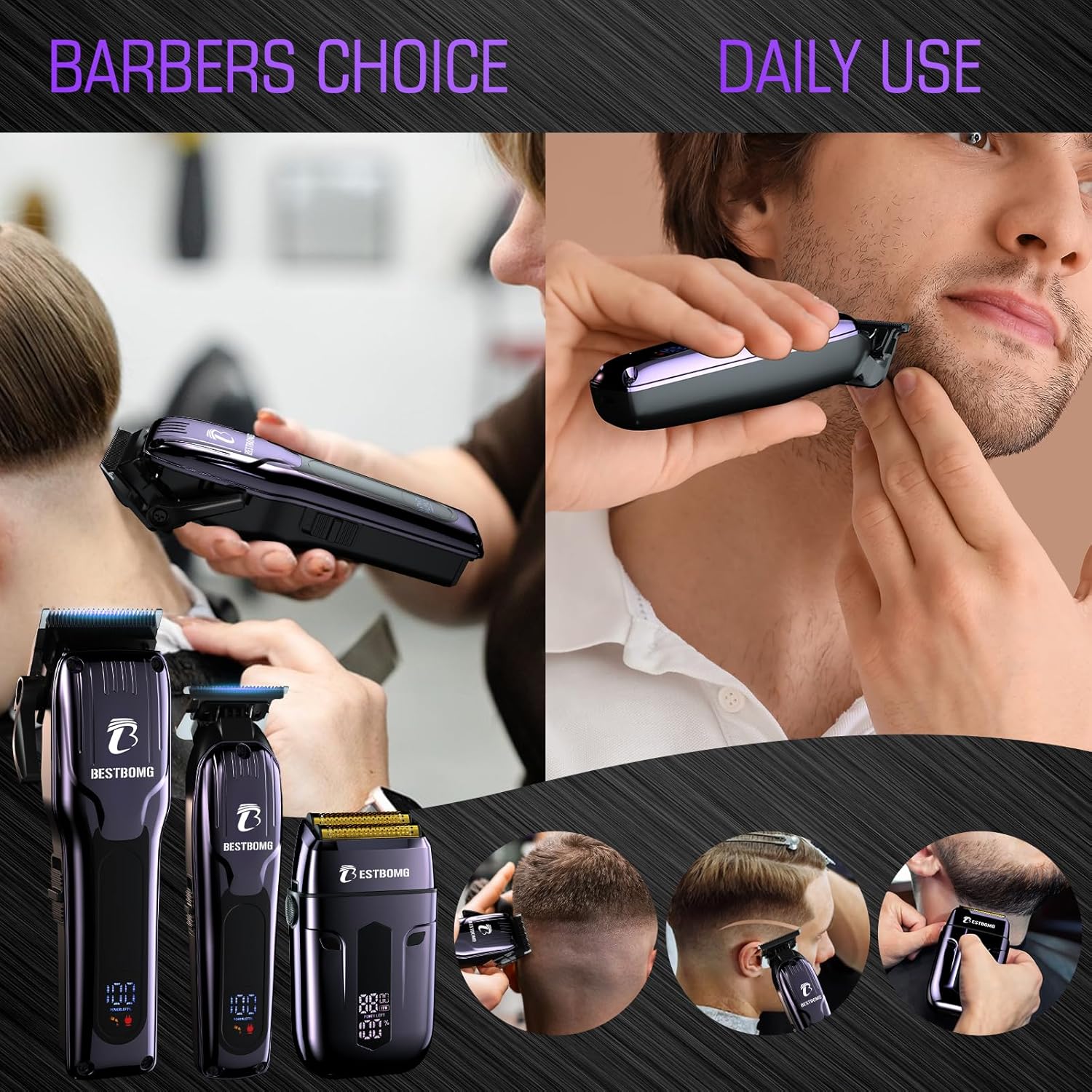 Thumbnail 6 de BESTBOMG BS-808C Hair Clippers Kit for Men: Pro-Level Clipping with All-Metal Build