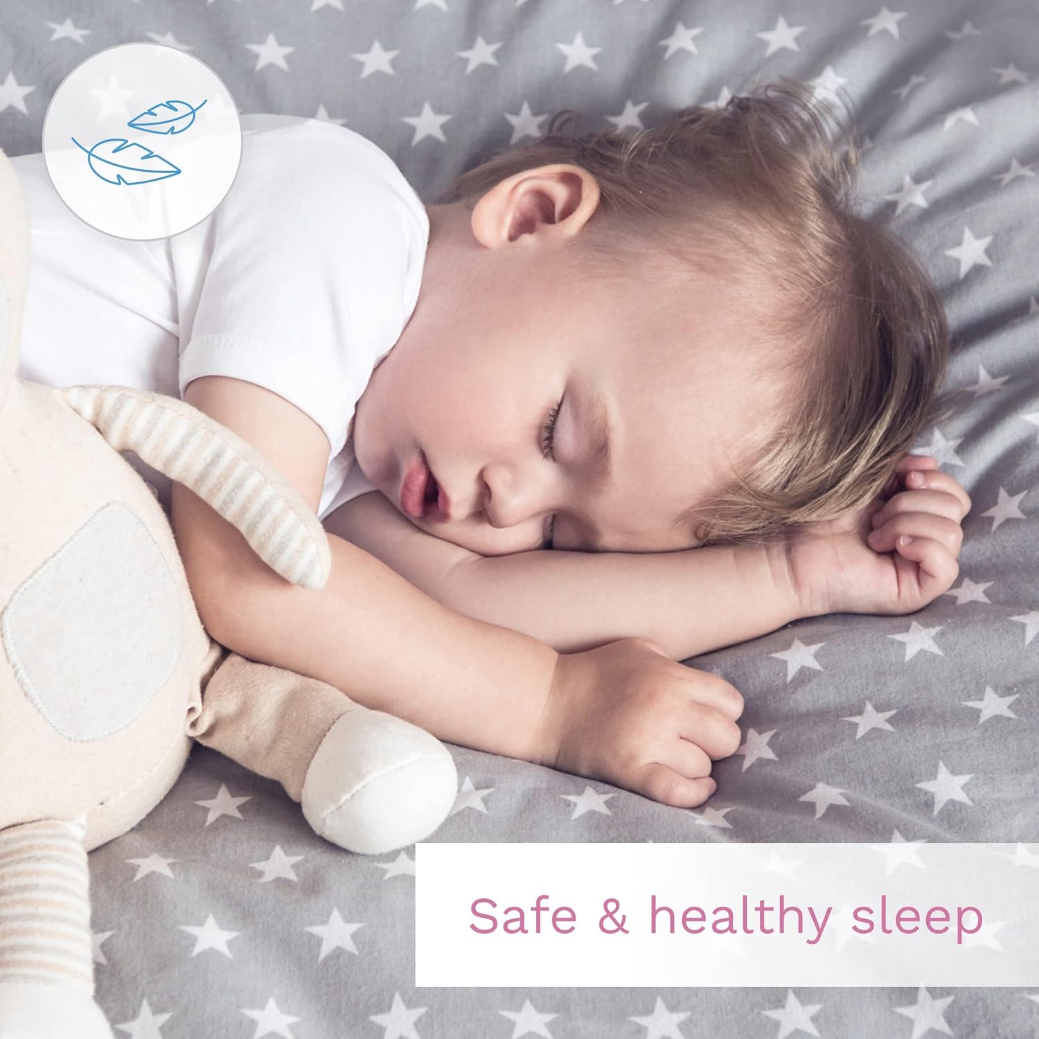Detalle de Baby Comfort 2-Piece Toddler Duvet & Pillow Set – 120x90 cm, 100% Cotton, Breathable, Machine Washable (Blue Hearts)