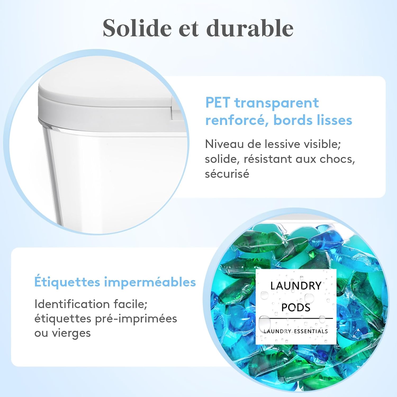 Detalle de Lot Lifewit Rangement lessive en capsules avec étiquettes et cuillères (boîtes 2700 ml + 4500 ml, 4 pièces)