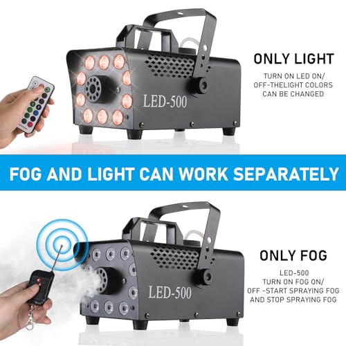 Thumbnail 3 de MAMIZO Fog Machine 500W with 10 RGB LEDs and Wireless Remote – 9–16 m² room coverage