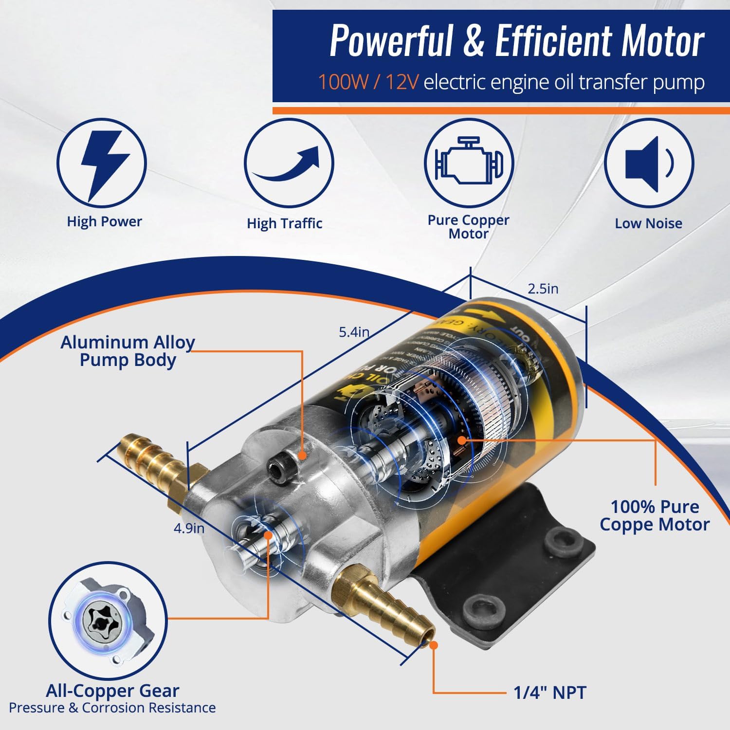 Detalle de FACFUEL Electric Oil Extractor Pump (12/24V, 100W) Oil Change Transfer Kit with Storage Case