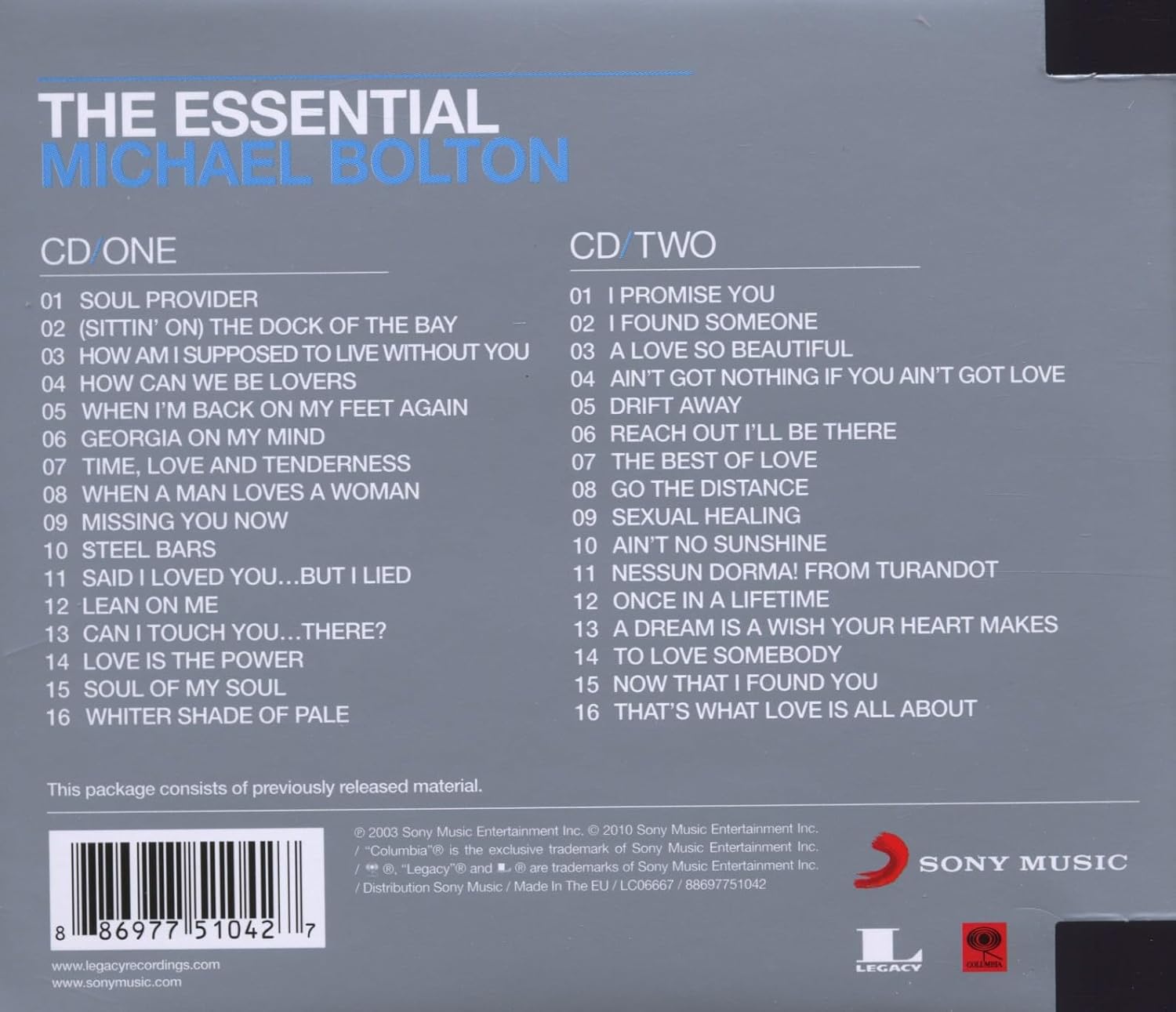 Detalle 2 de Essential Michael Bolt 音楽商品・輸入盤
