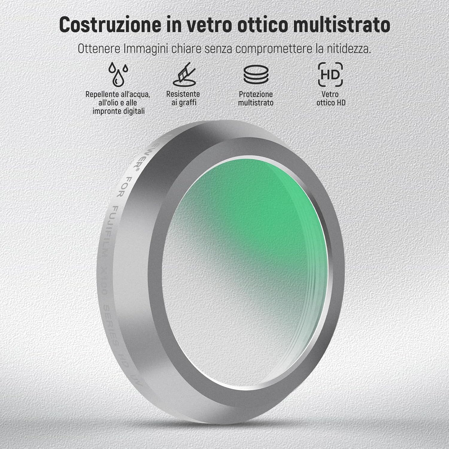 Thumbnail 3 de NEEWER Filtro di protezione UV per fotocamere Fujifilm serie X100 (telaio argento)