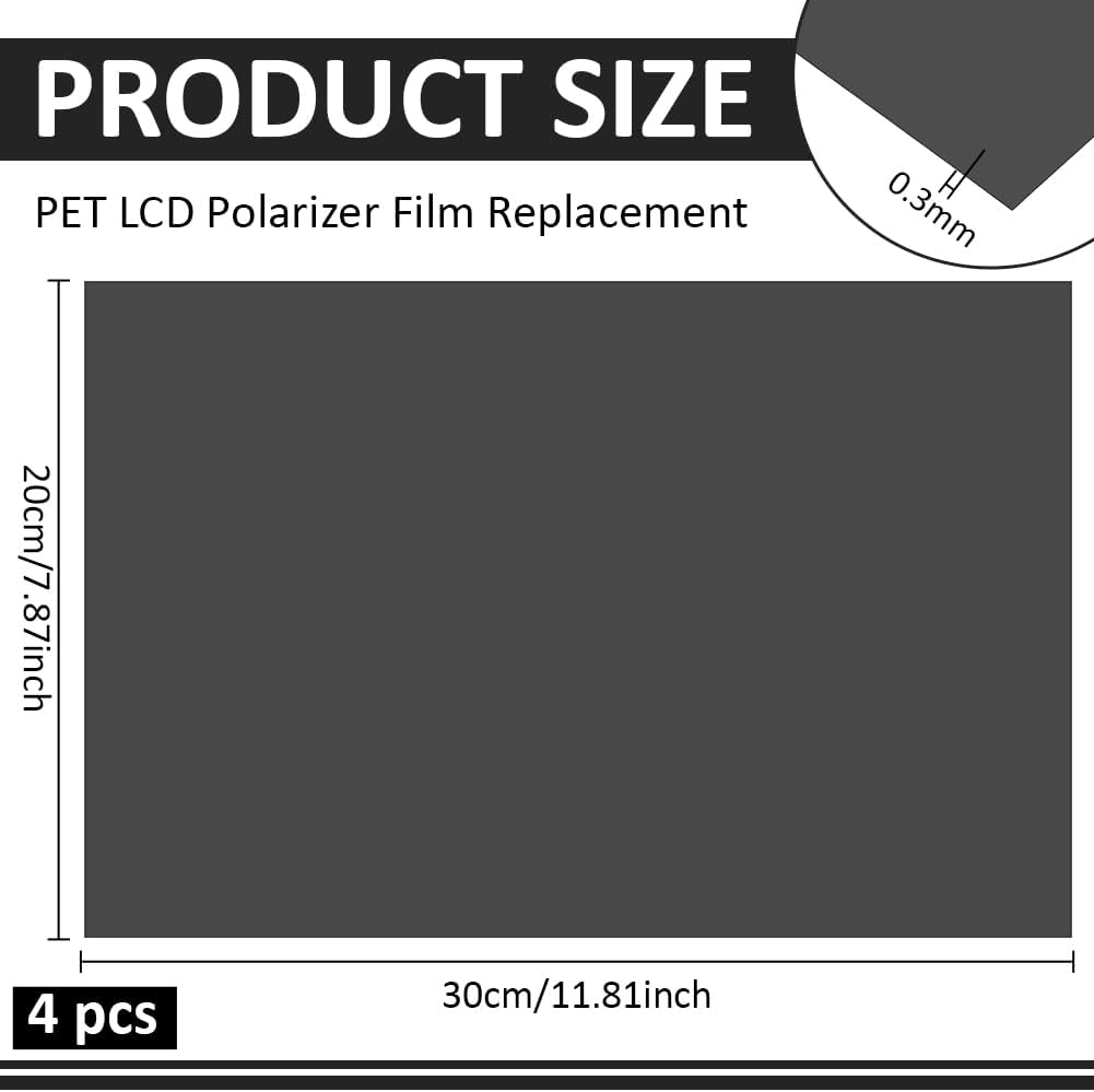 Thumbnail 1 de BENECREAT 4 Pcs Polarized Film Sheets – 11.8 x 7.8 Inch (30 x 20 cm), PET Polarizing Filter for LCD Repair and Teaching