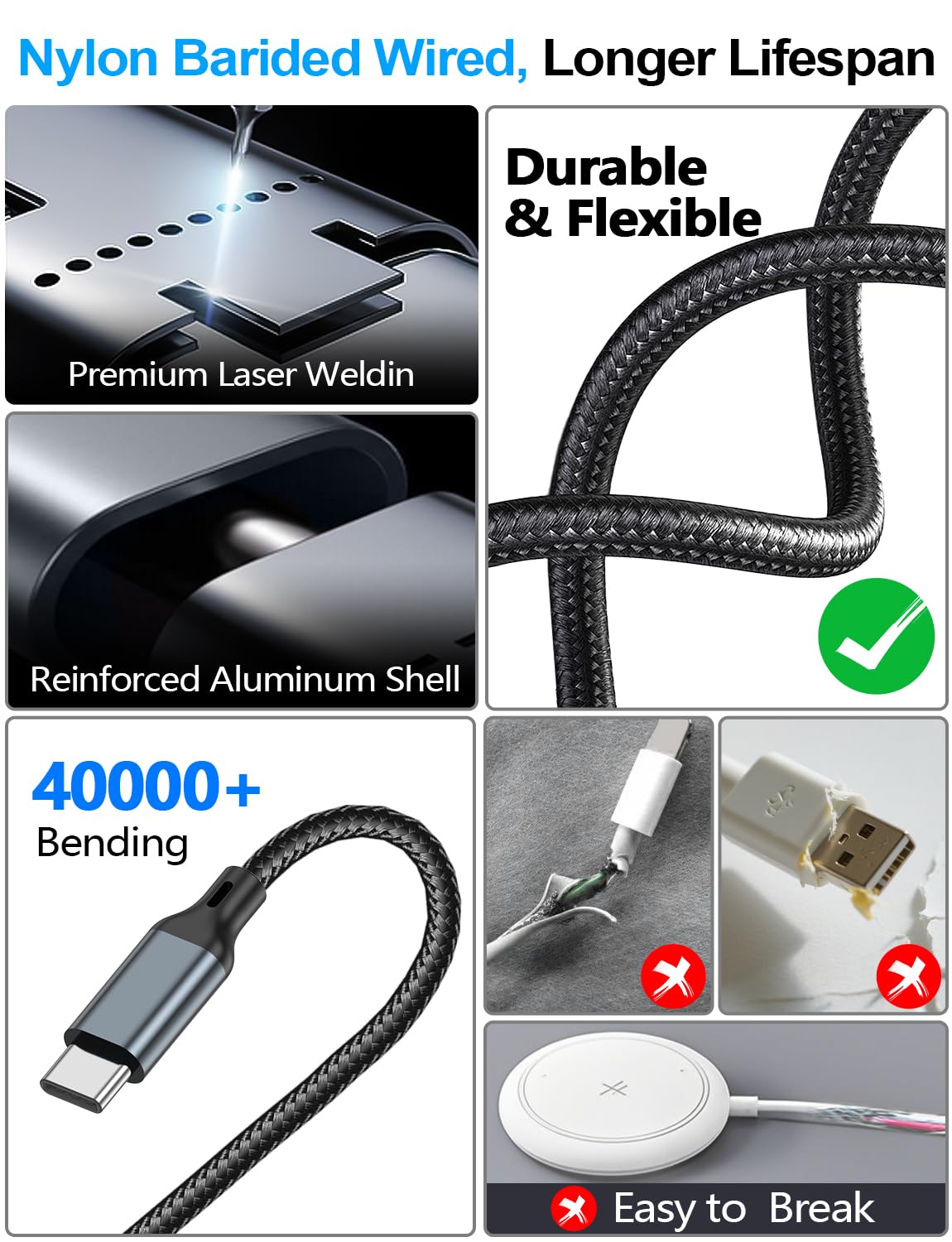 Detalle de Travel Essentials 4-in-2 Multi Charging Cable (USB A & Type-C) for Apple Watch, iPhone, Samsung