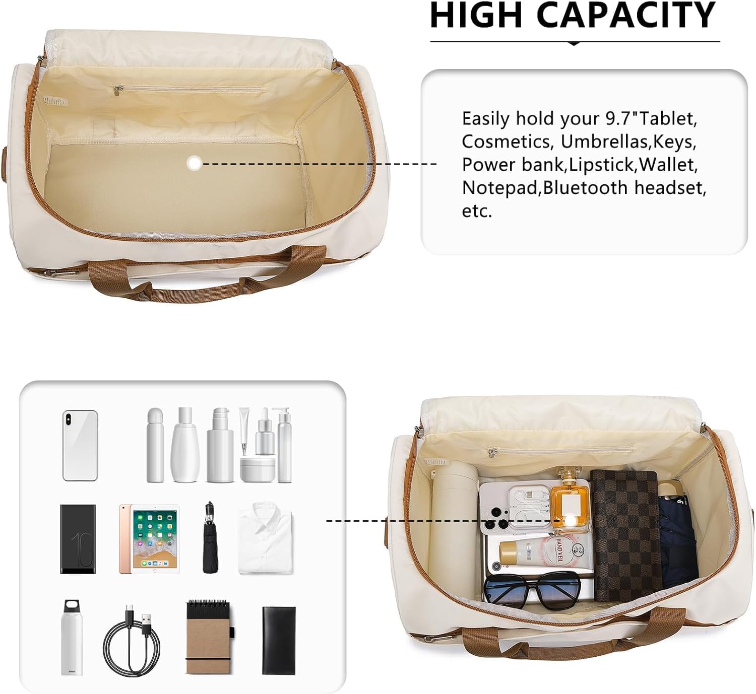 Detalle 2 de Kono Tvk2521-cm Cabin Bag, 24L, 40 x 30 x 20 cm, Beige