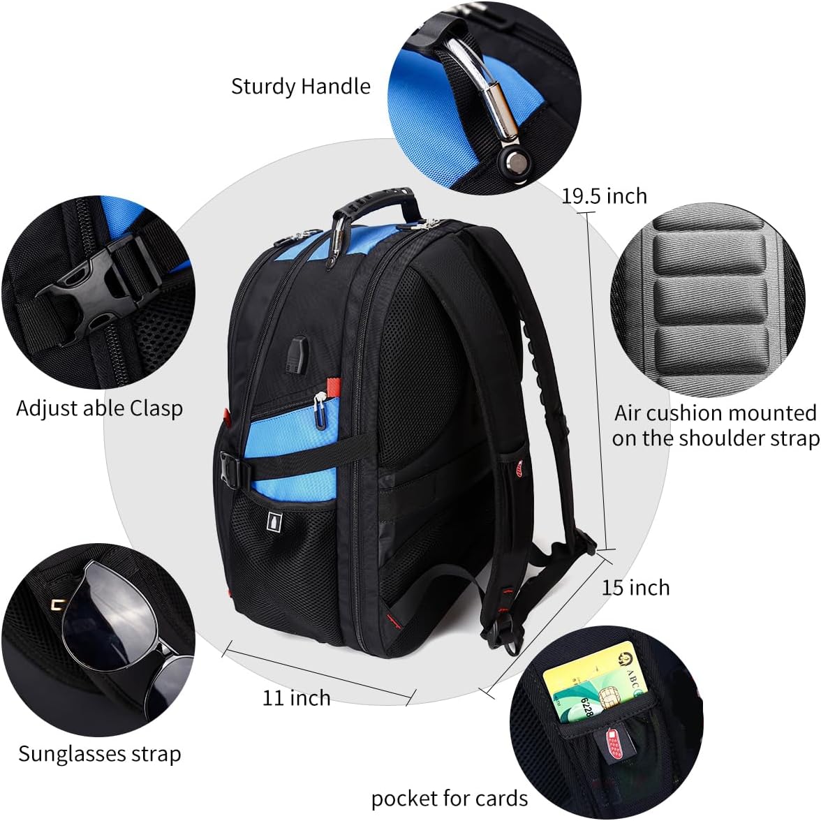 Detalle de SHRRADOO Travel Laptop Backpack 50L