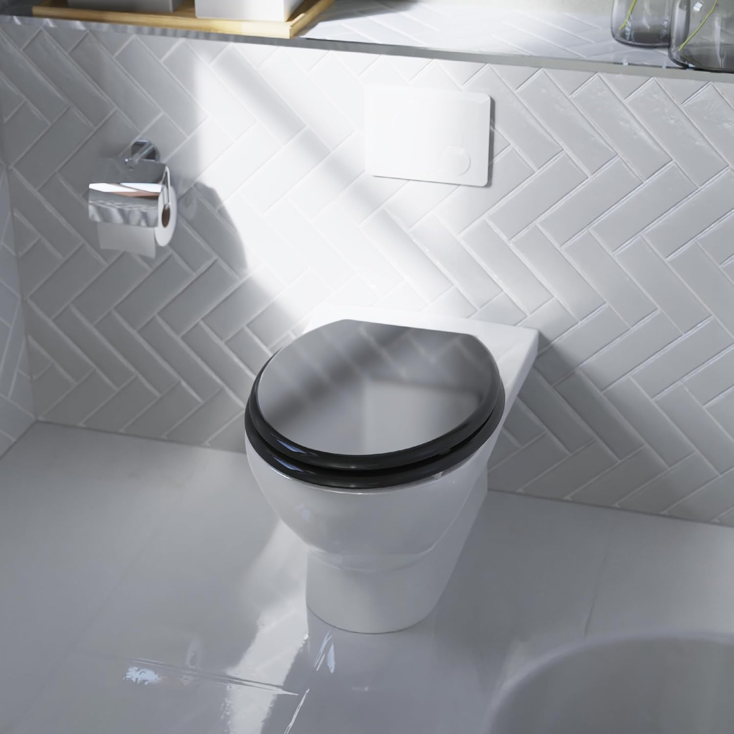 Thumbnail 6 de SCHÜTTE Abattant WC noir avec système d'abaissement automatique en bois — siège robuste et design élégant