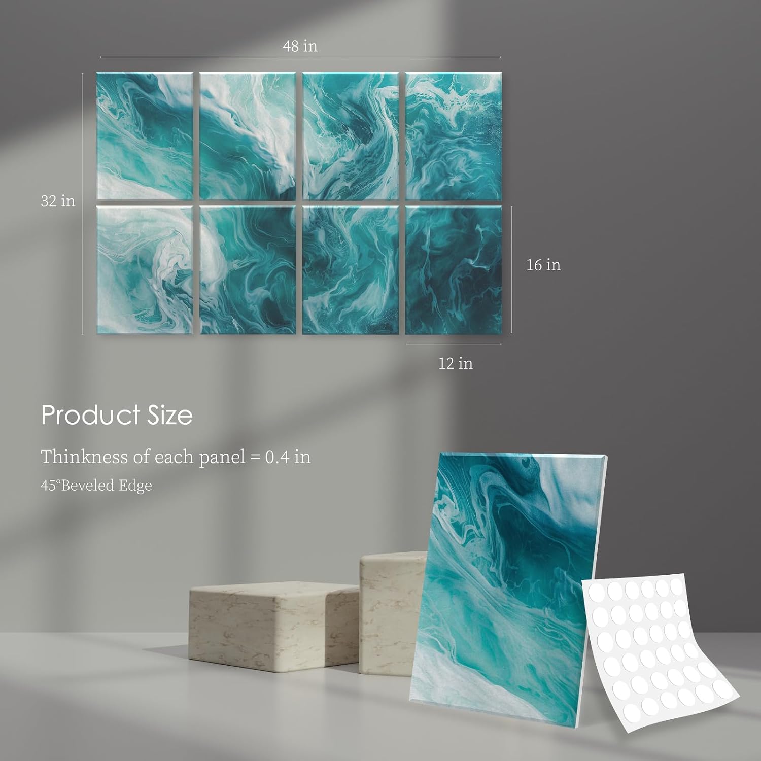 Detalle de JaneTech 8-Pack Decorative Acoustic Panels, 48 x 32-Inch Wall Art
